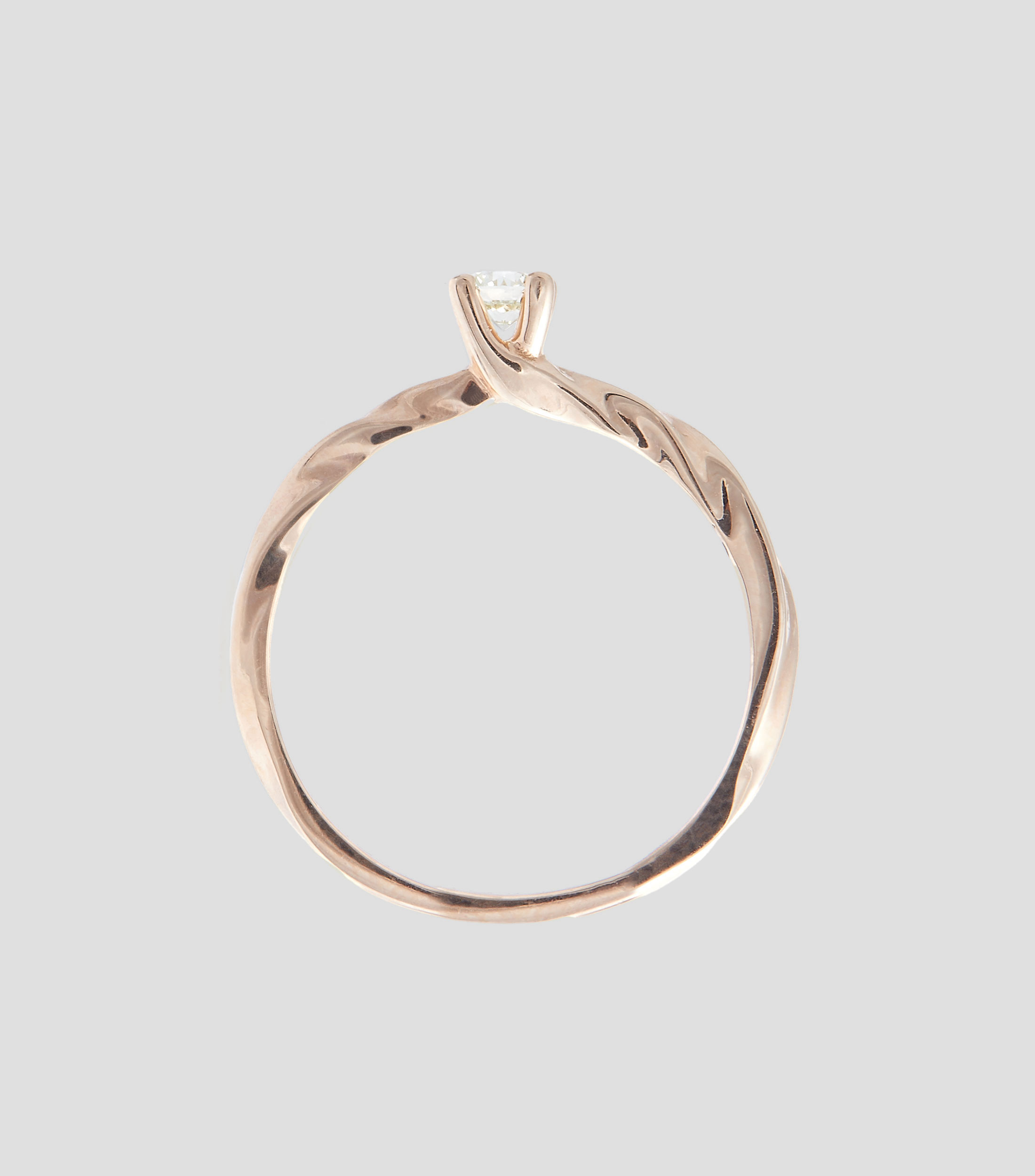 Anillo Solitario en oro rosa de 14 Kts Mujer