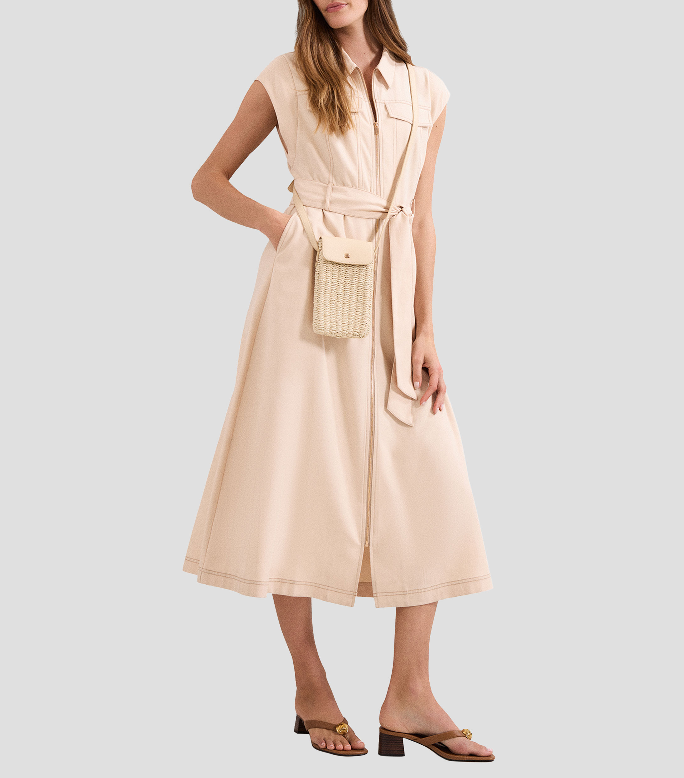Vestido midi liso Alira Mujer