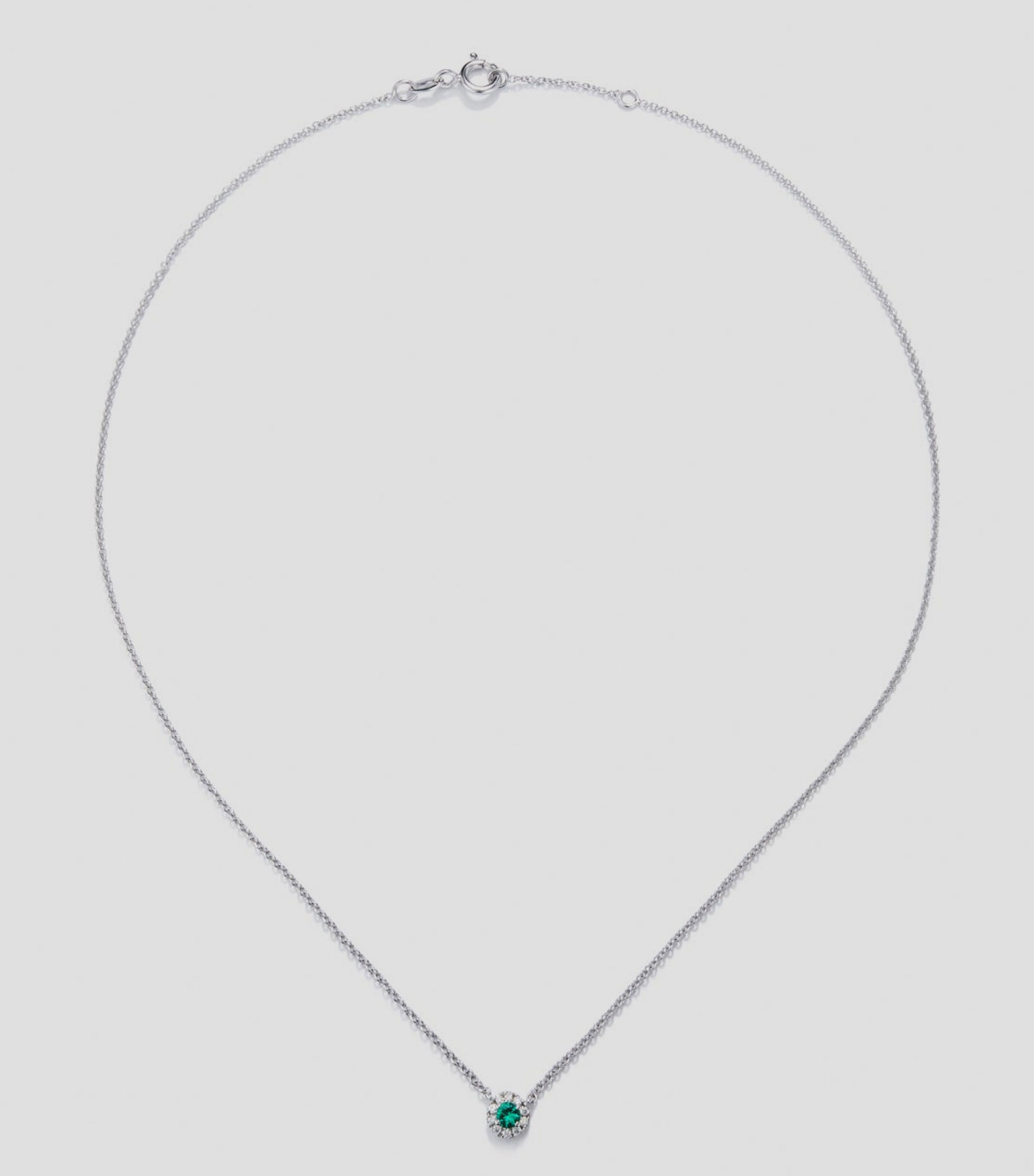 Collar colgante en Oro blanco de 18 Kilates con esmeralda y diamantes Mujer