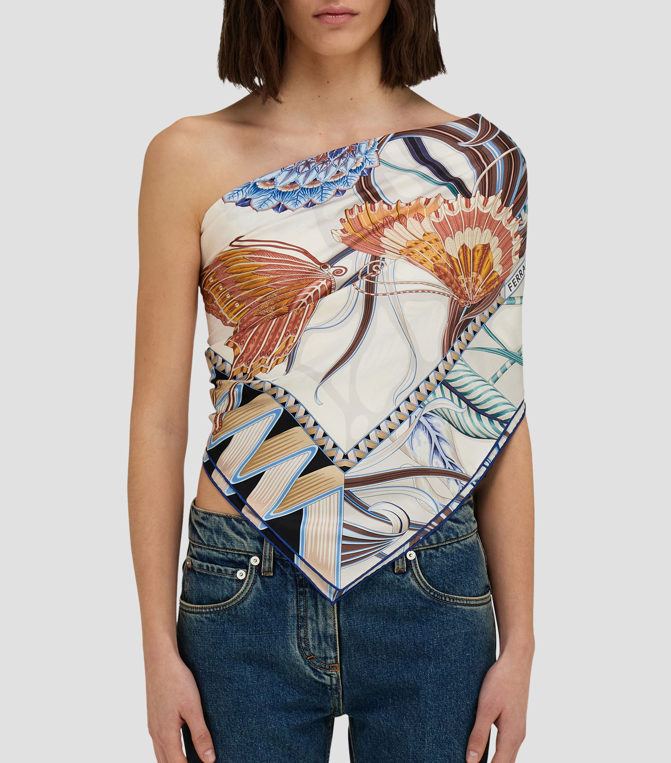 Pañuelo de seda estampado Jade Mujer