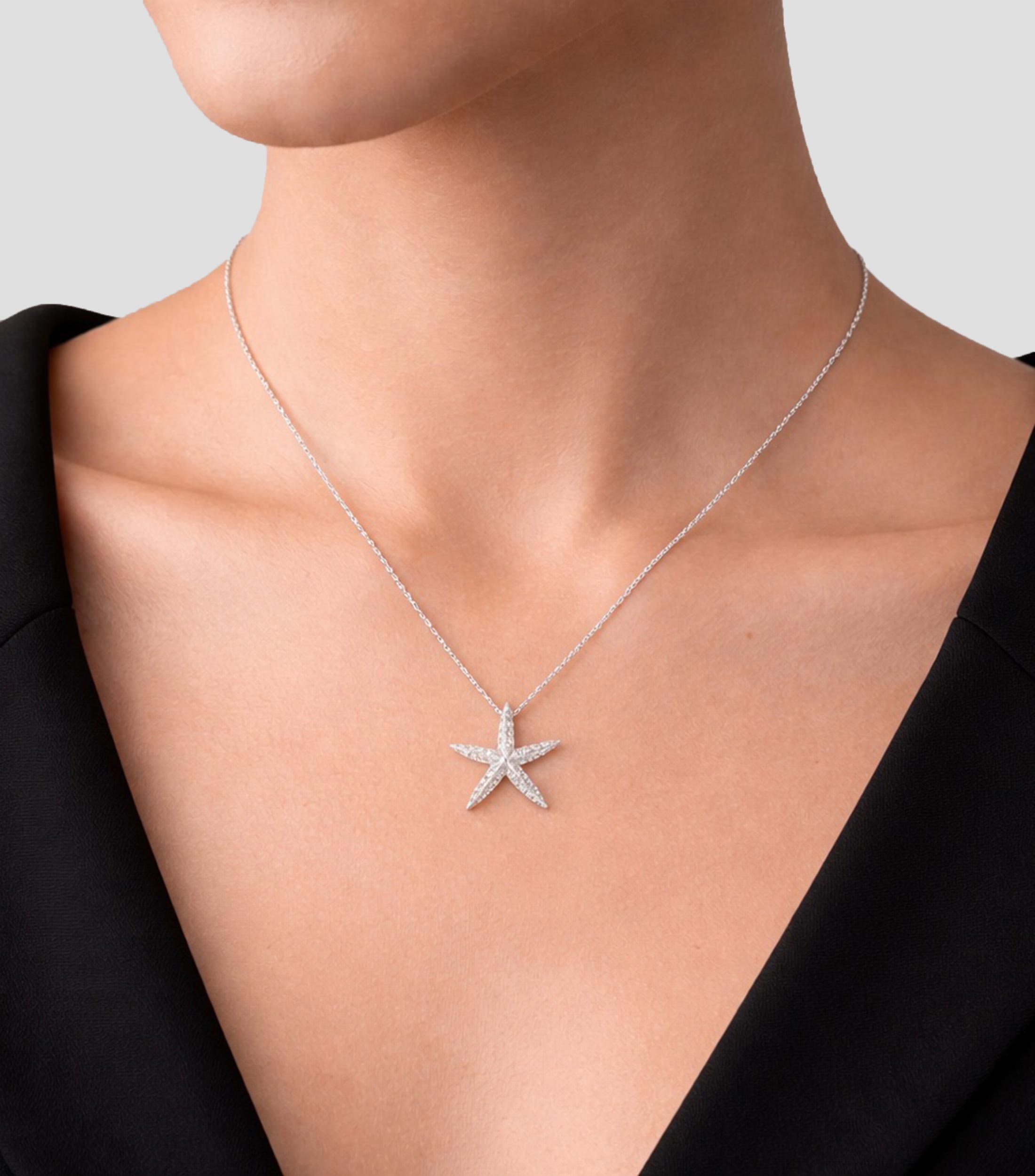 Collar Estrella de mar en Oro blanco de 18 kilates con diamantes Tiny Treasures Mujer