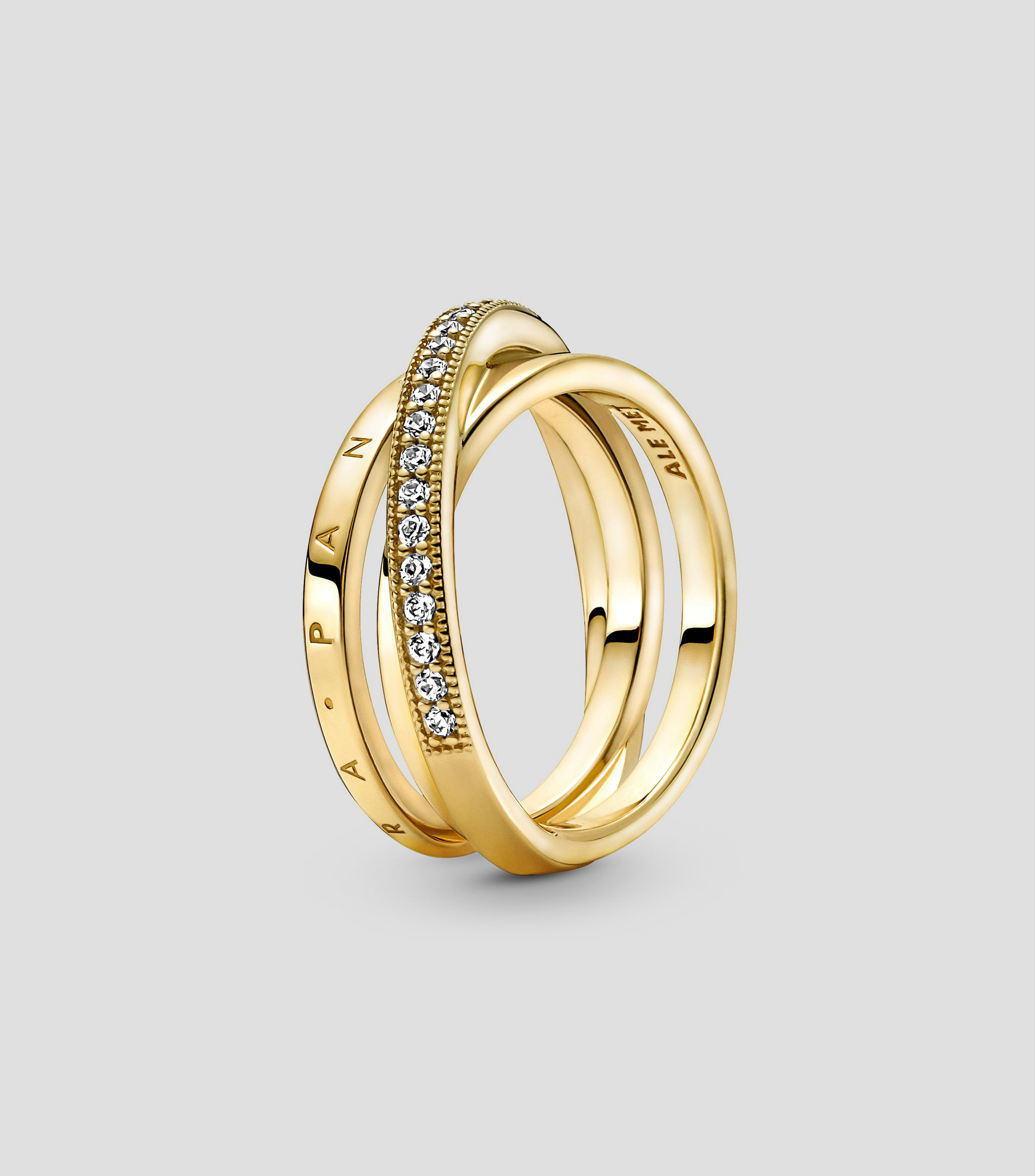 Anillo De Banda Triple Cruzado Con Pavés Pandora Shine Mujer