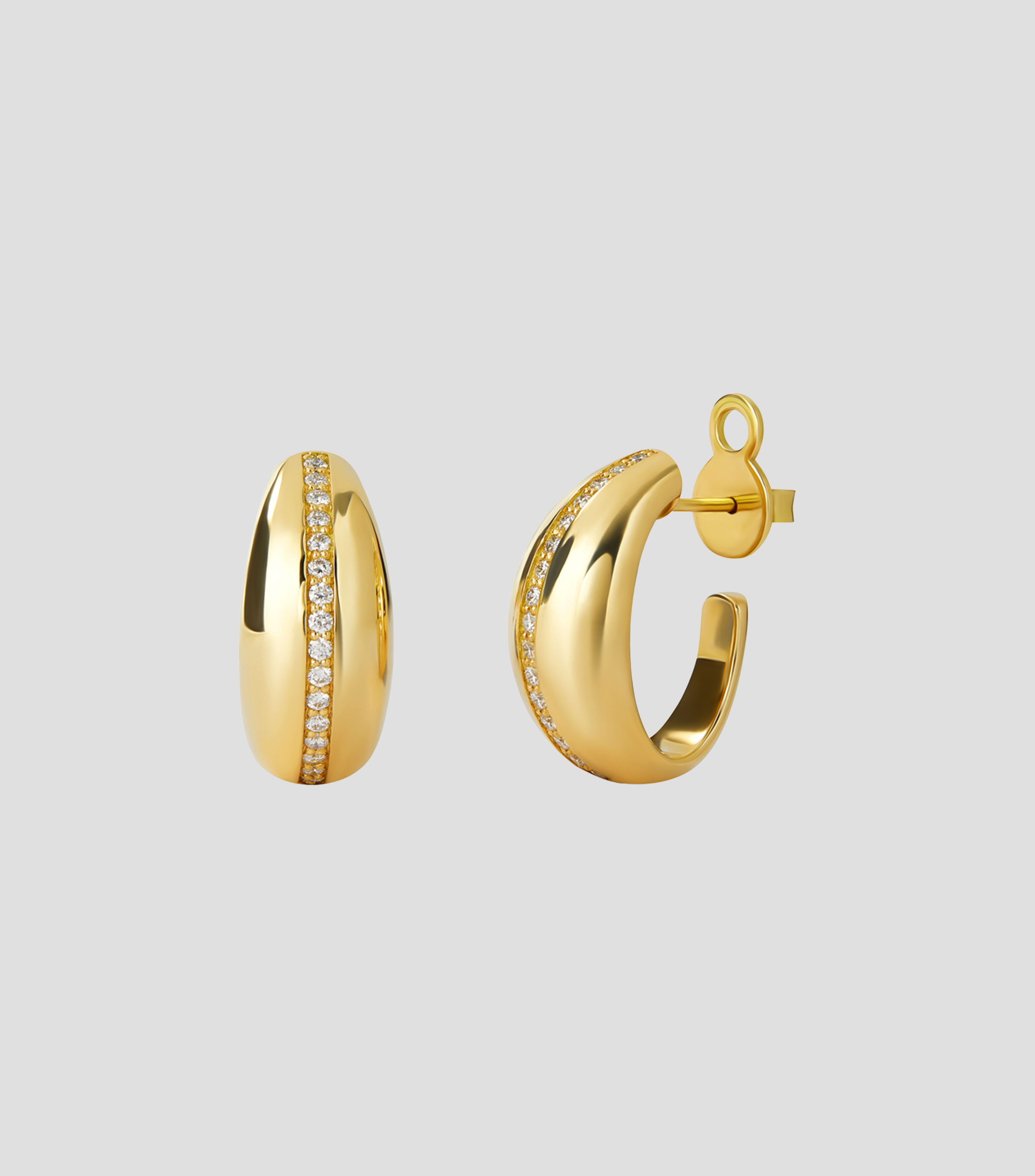 Aretes en oro amarillo de 18 kilates con diamantes Elipse Mujer