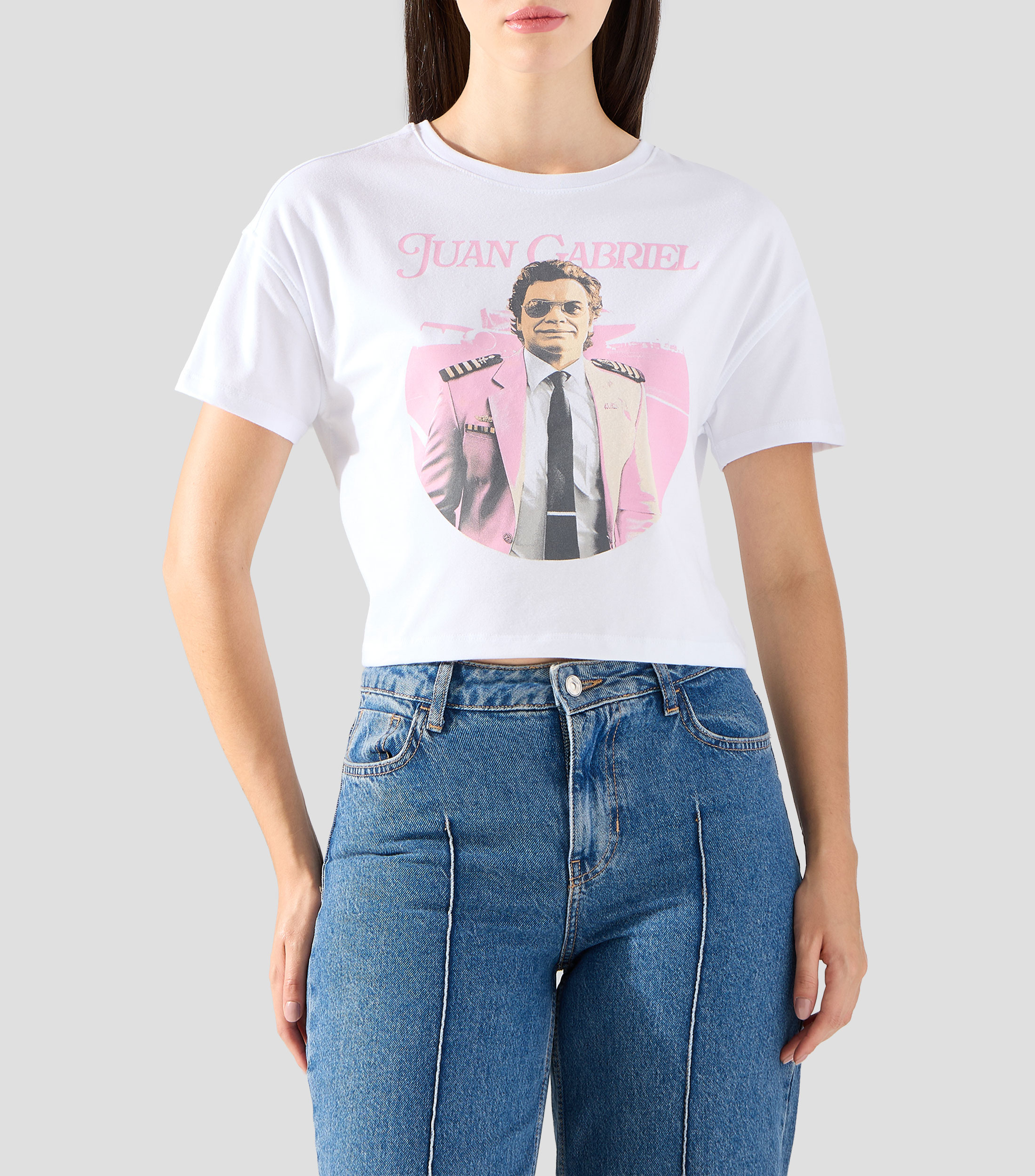 Playera cuello redondo manga corta estampada Mujer