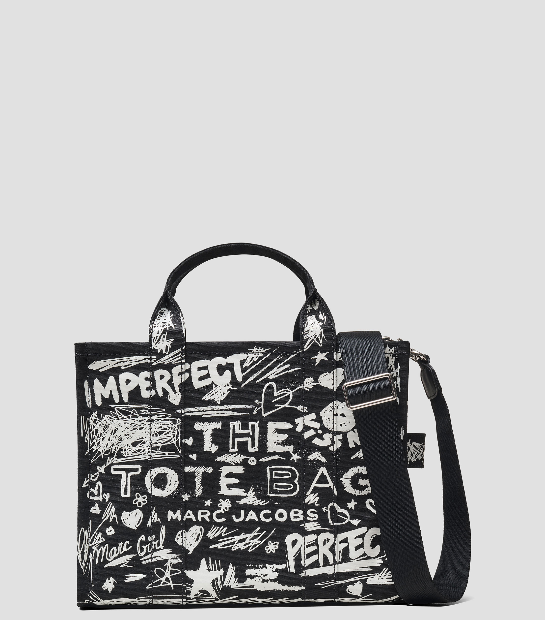 Bolsa tote negra Punk Scribble Canvas Medium estampada Mujer