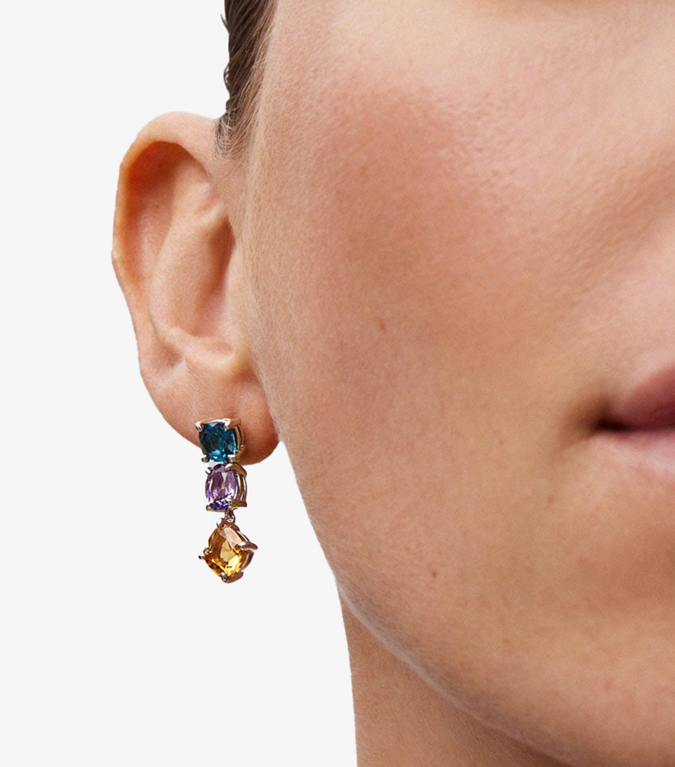 Pendientes en plata .925 con amatista Mujer