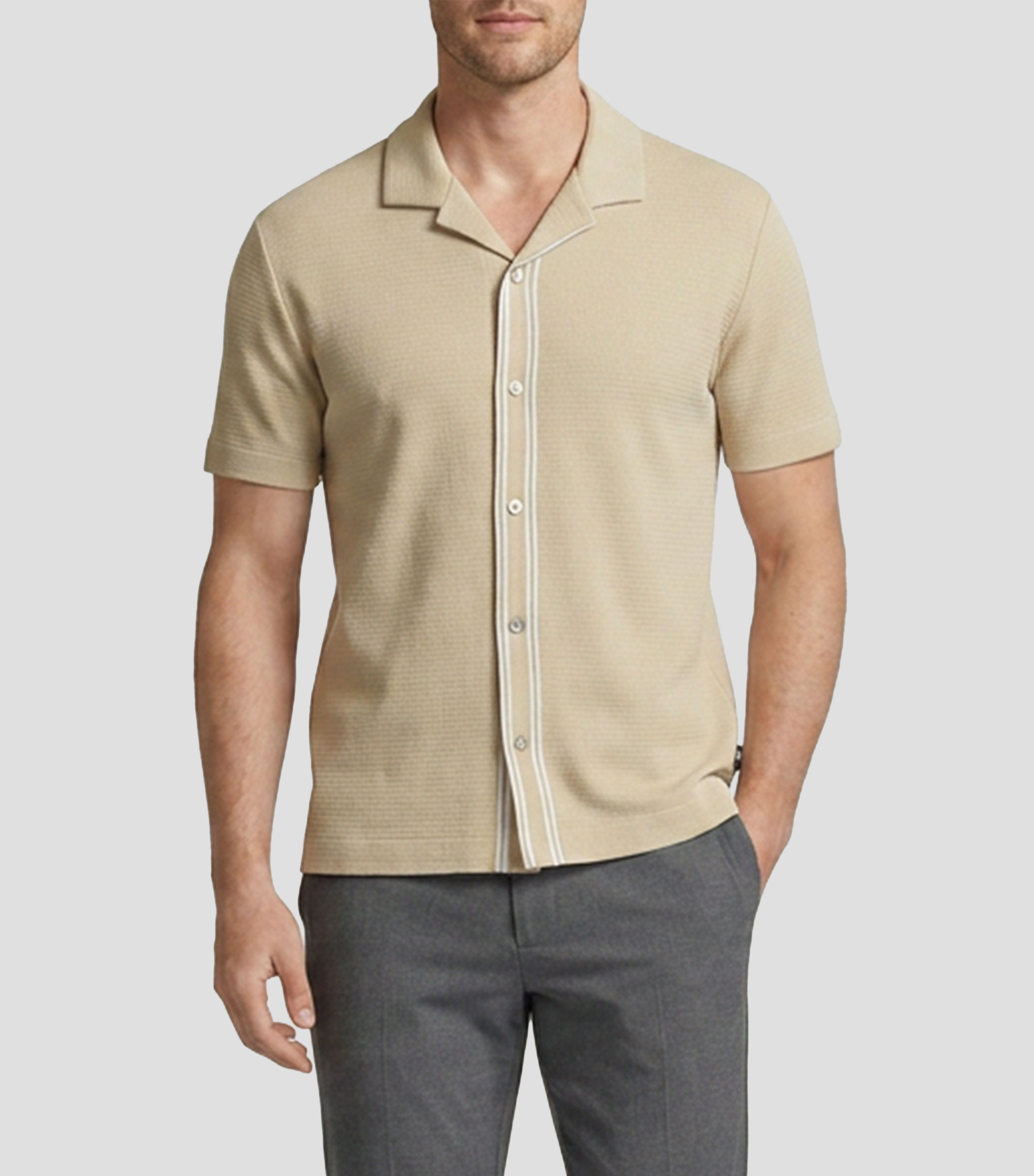 Camisa microdiseños manga corta Hombre