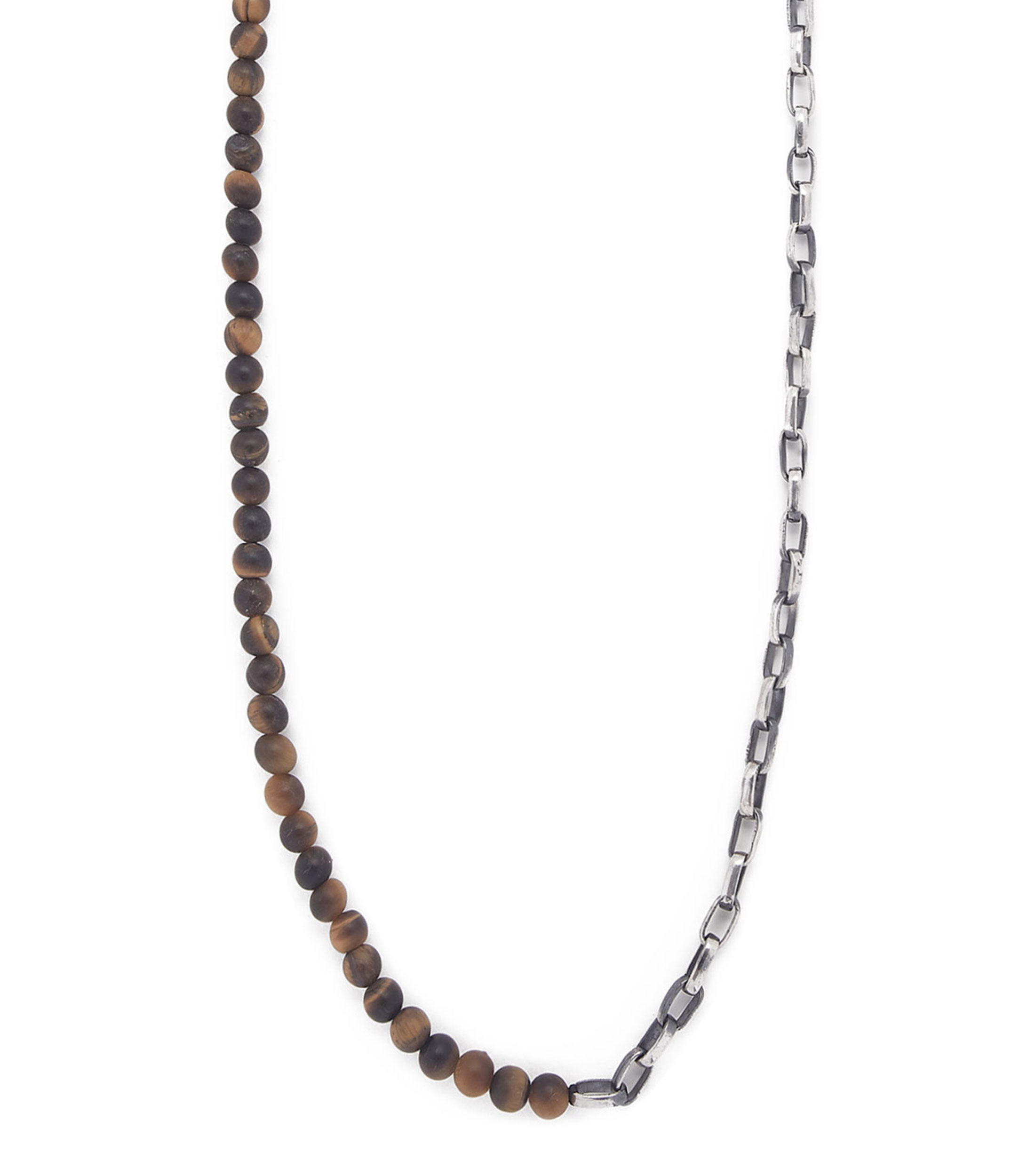 Collar Tiger Eye Matte & Silver en plata Hombre