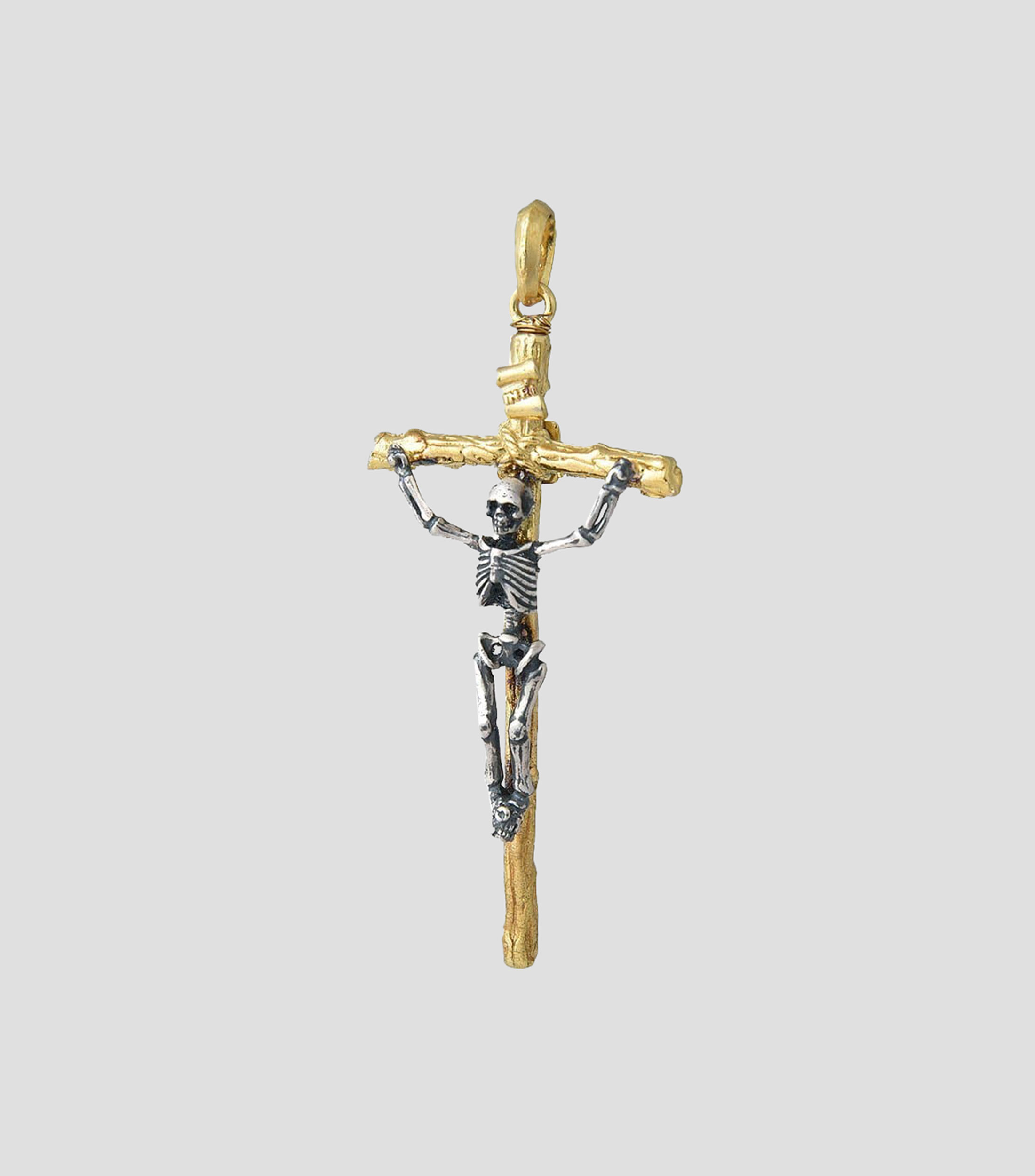 Dije con cadena en plata .925 Crucified Skeleton Skull Cross Unisex