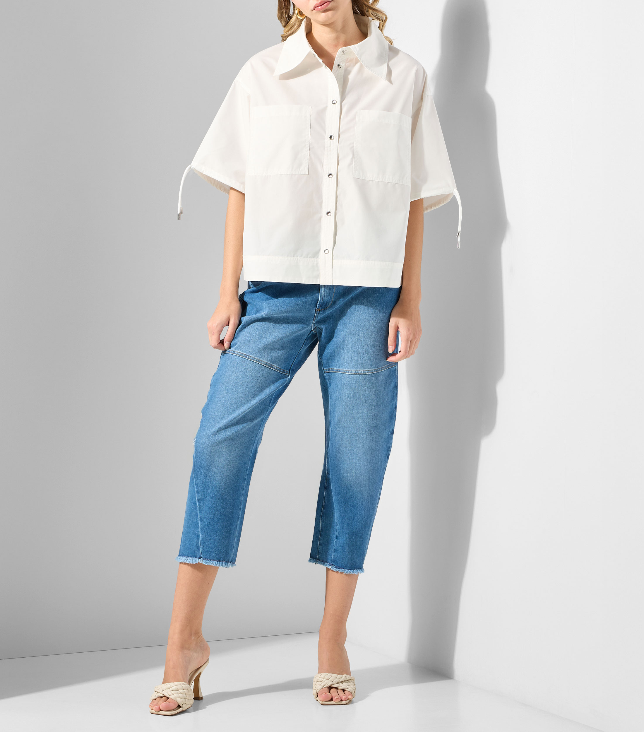 Blusa lisa manga corta Mujer
