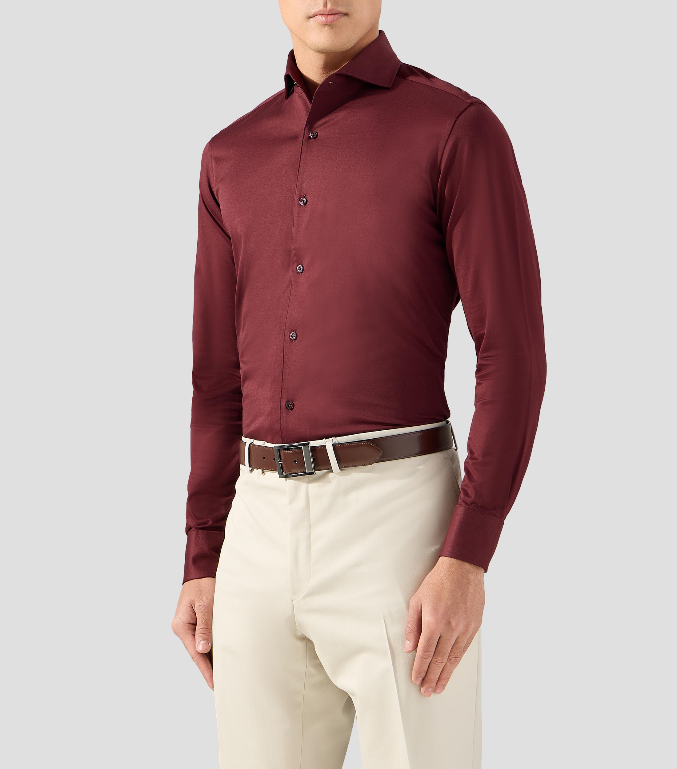 Camisa liso manga larga Hombre