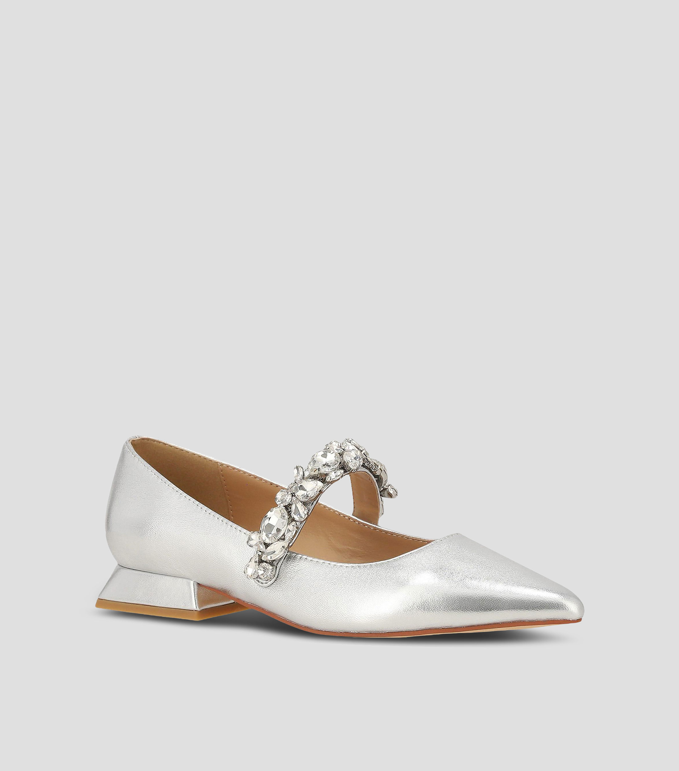 Flats en piel con tacón bajo cuadrado lisos Mujer