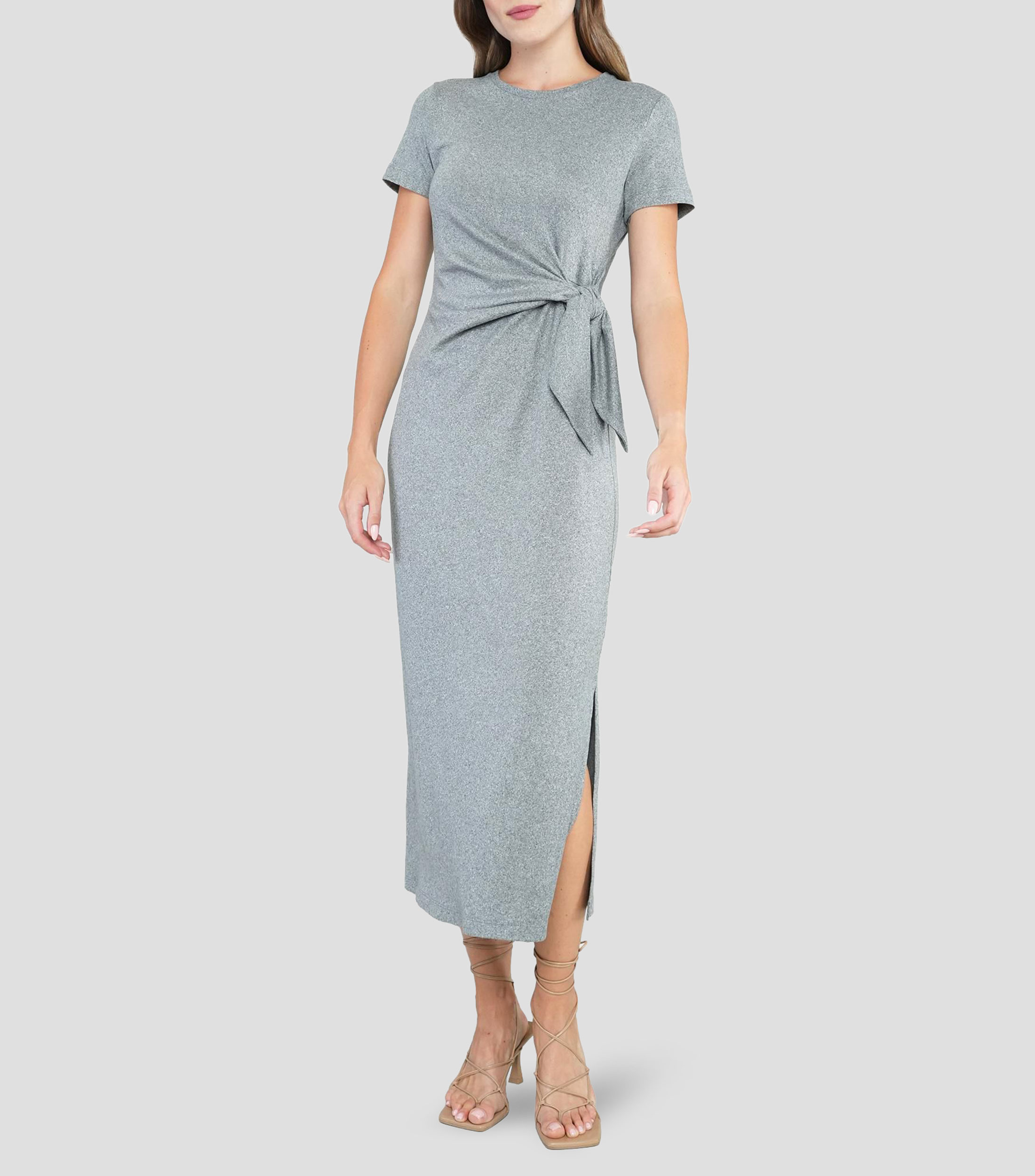 Vestido midi jaspeado Mujer