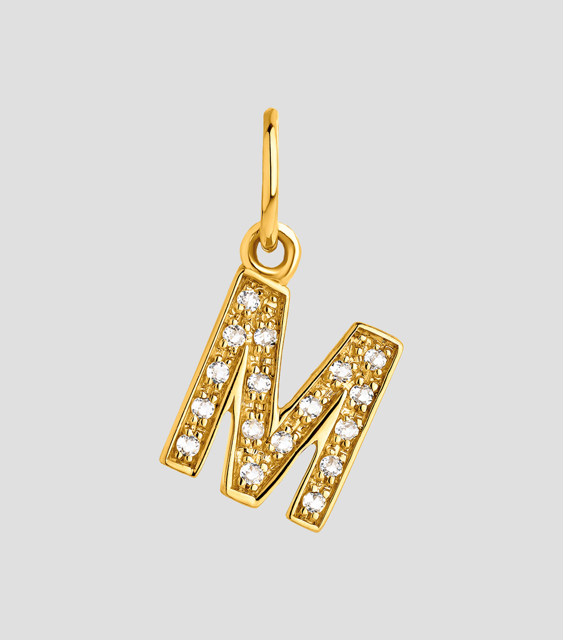 Dije inicial M en plata .925 ABC con topacios blancos Mujer