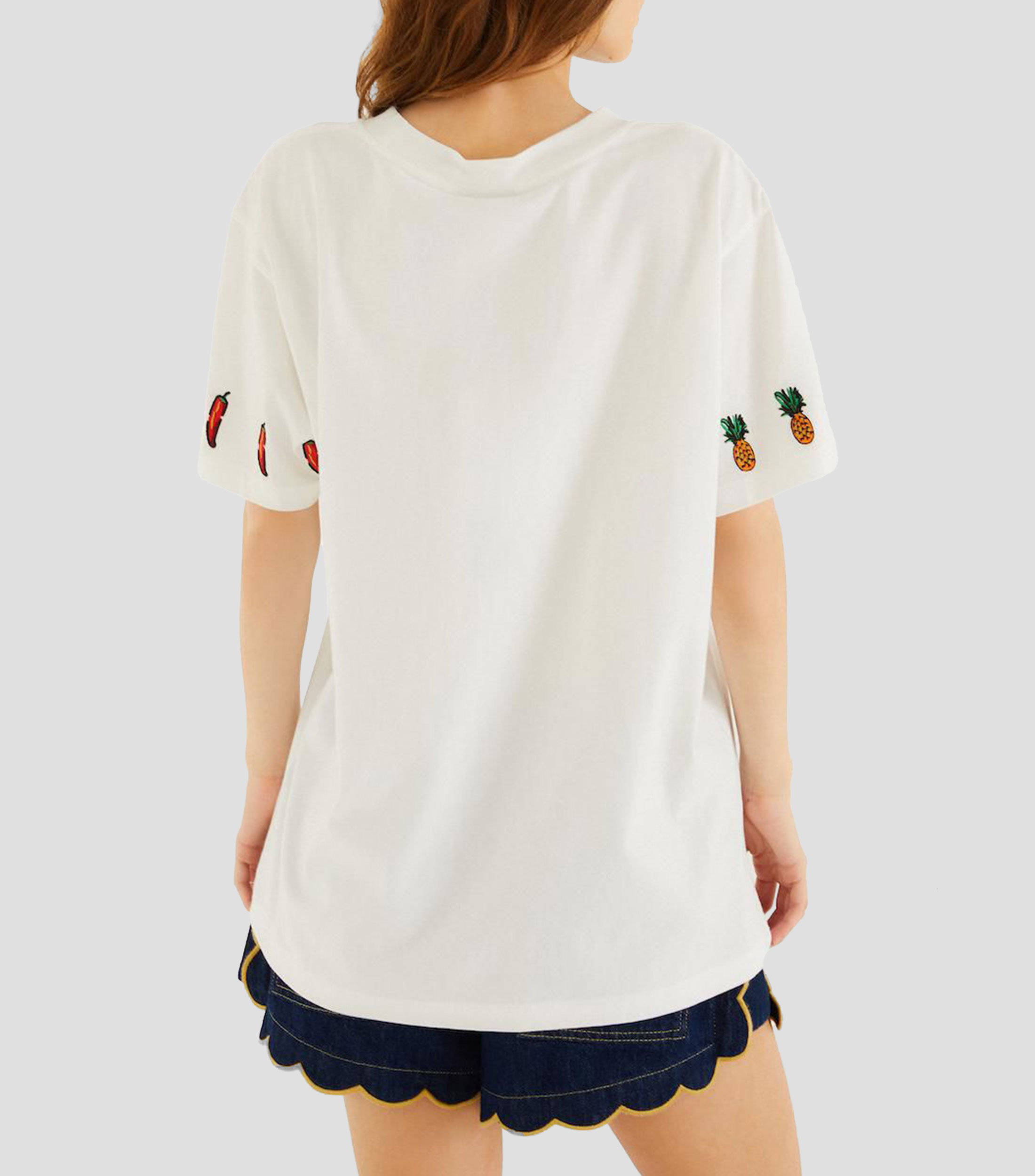 Playera de cuello redondo con manga corta estampada Mujer