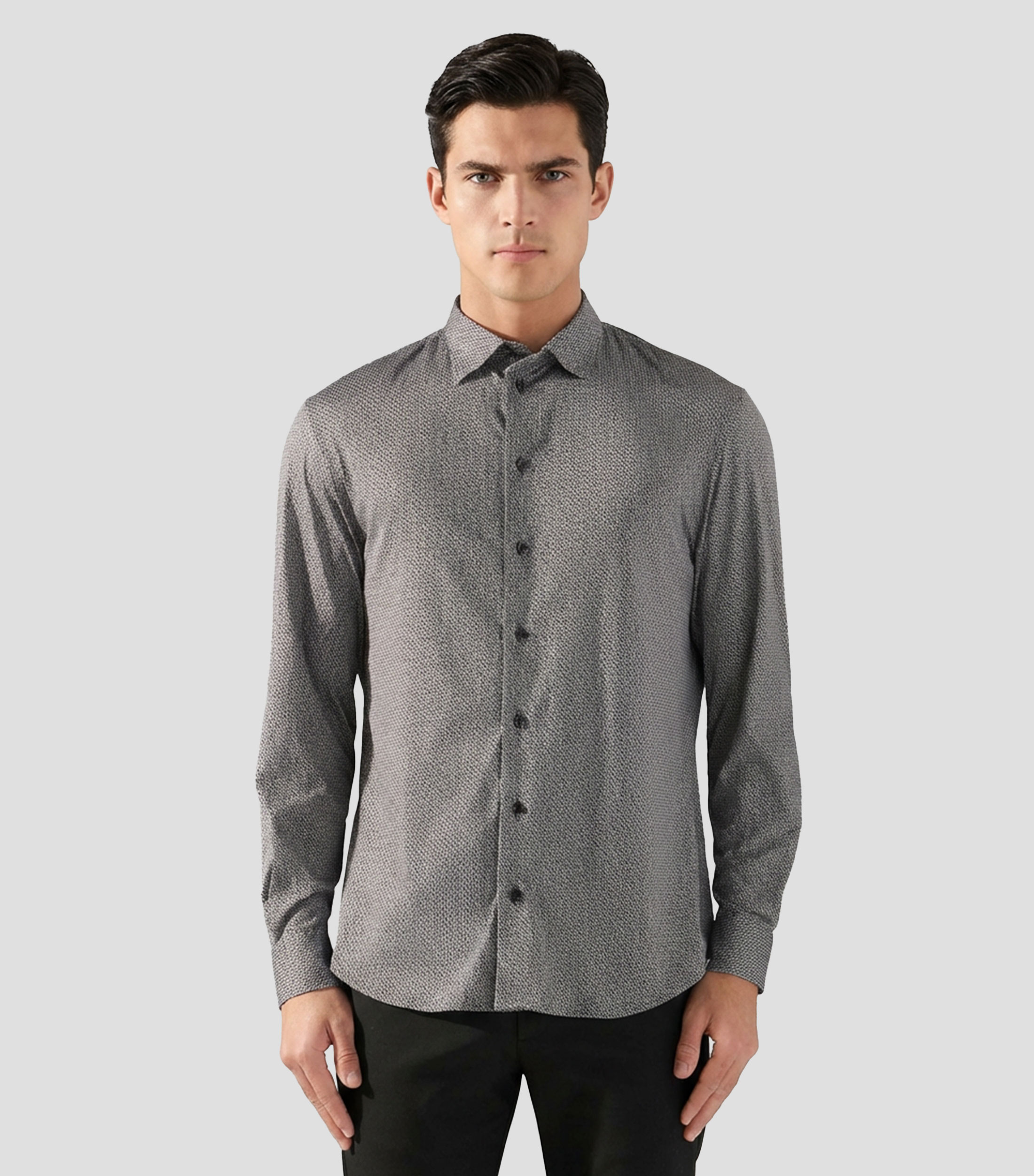Camisa estampada con manga larga Hombre