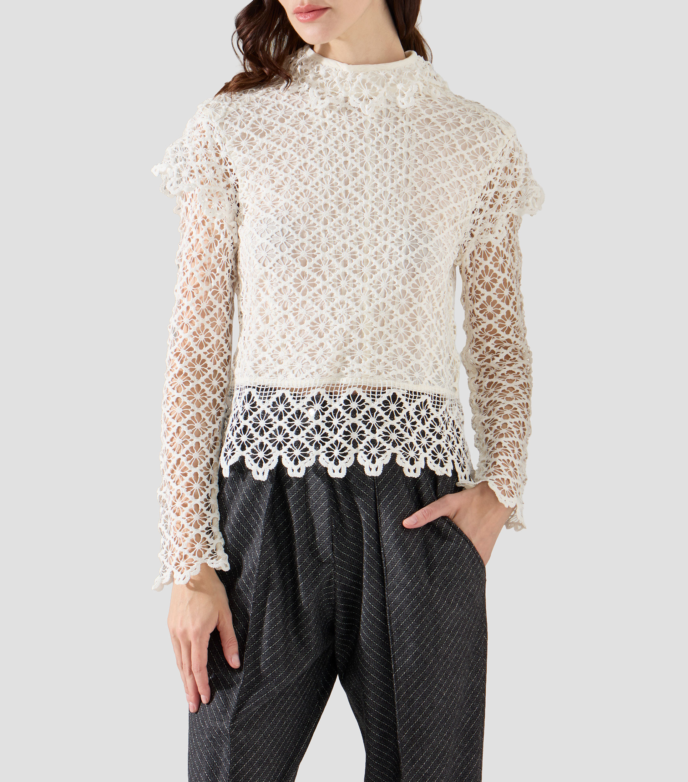 Blusa lisa manga larga Mujer