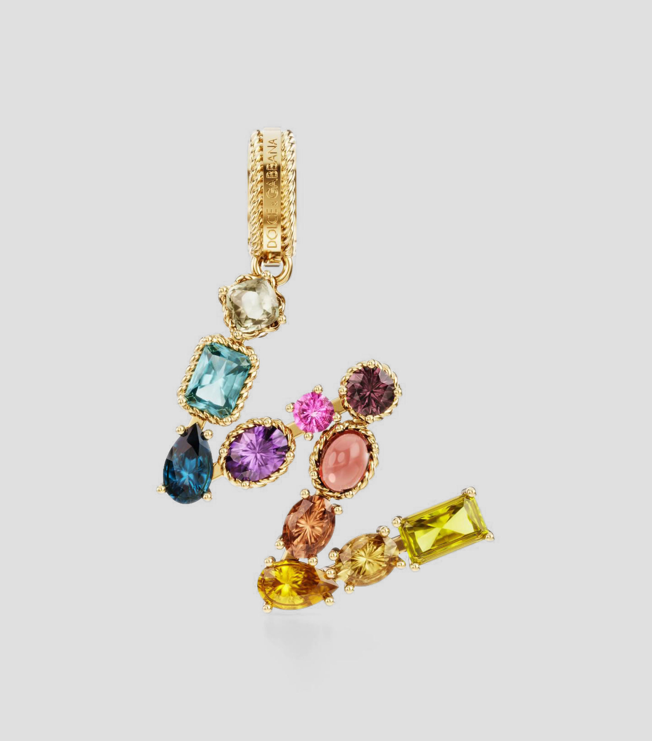 Charm letra "W" en Oro de 18 Kilates Alphabet Rainbow gemas multicolores Mujer