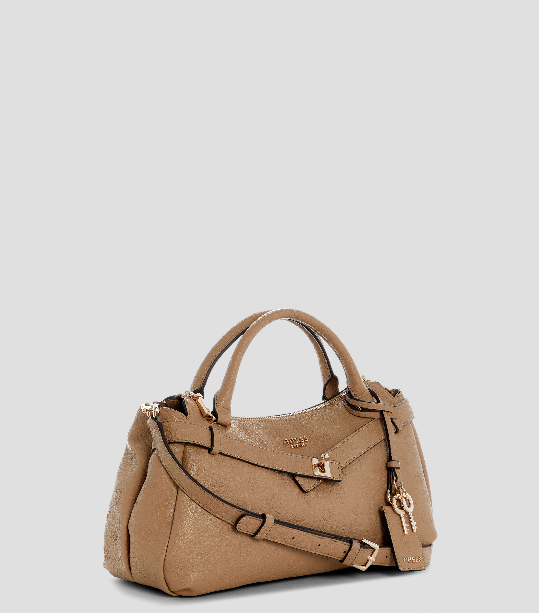 Bolsa satchel café sólida Mujer