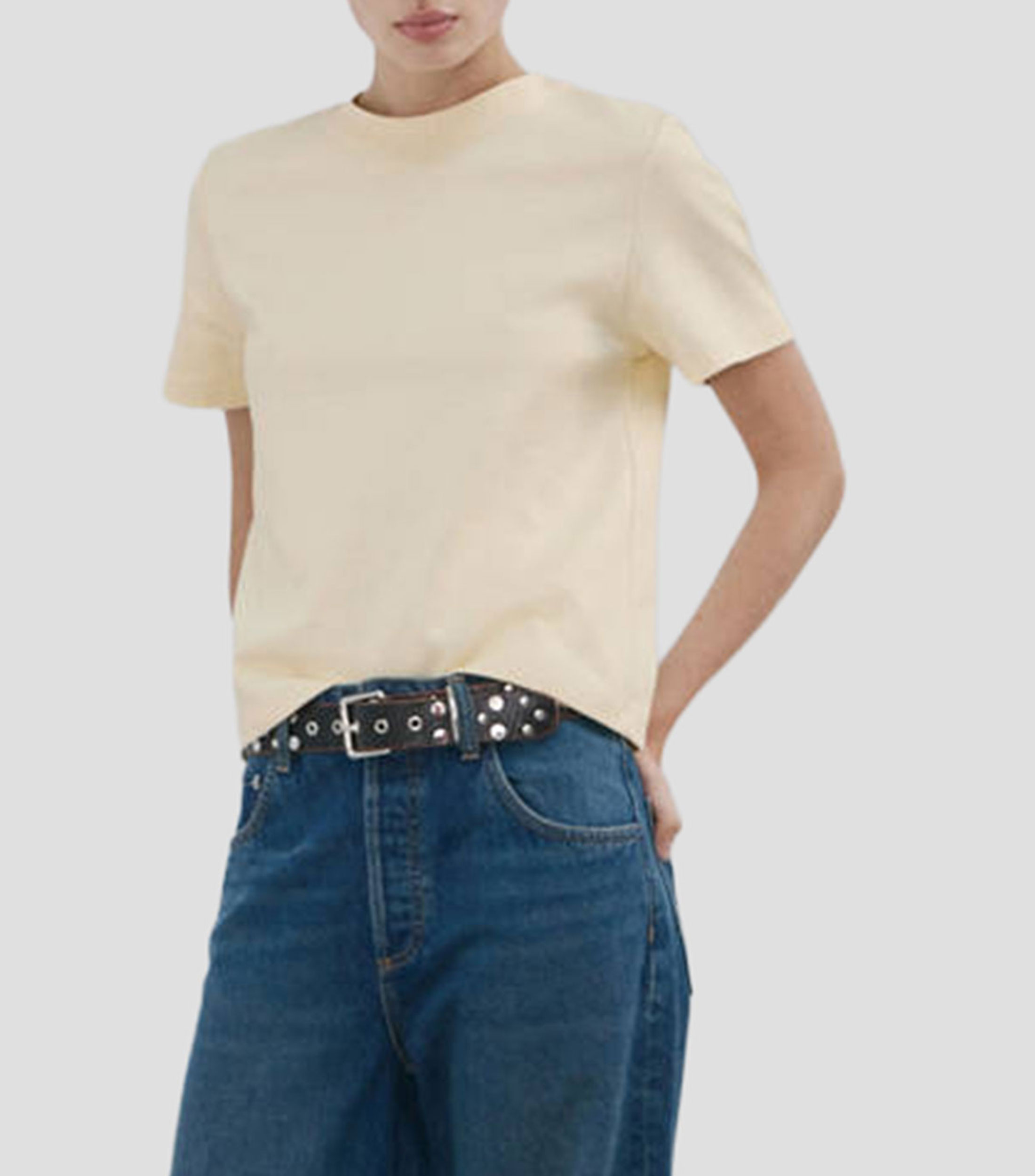 Playera cuello redondo manga corta lisa Mujer