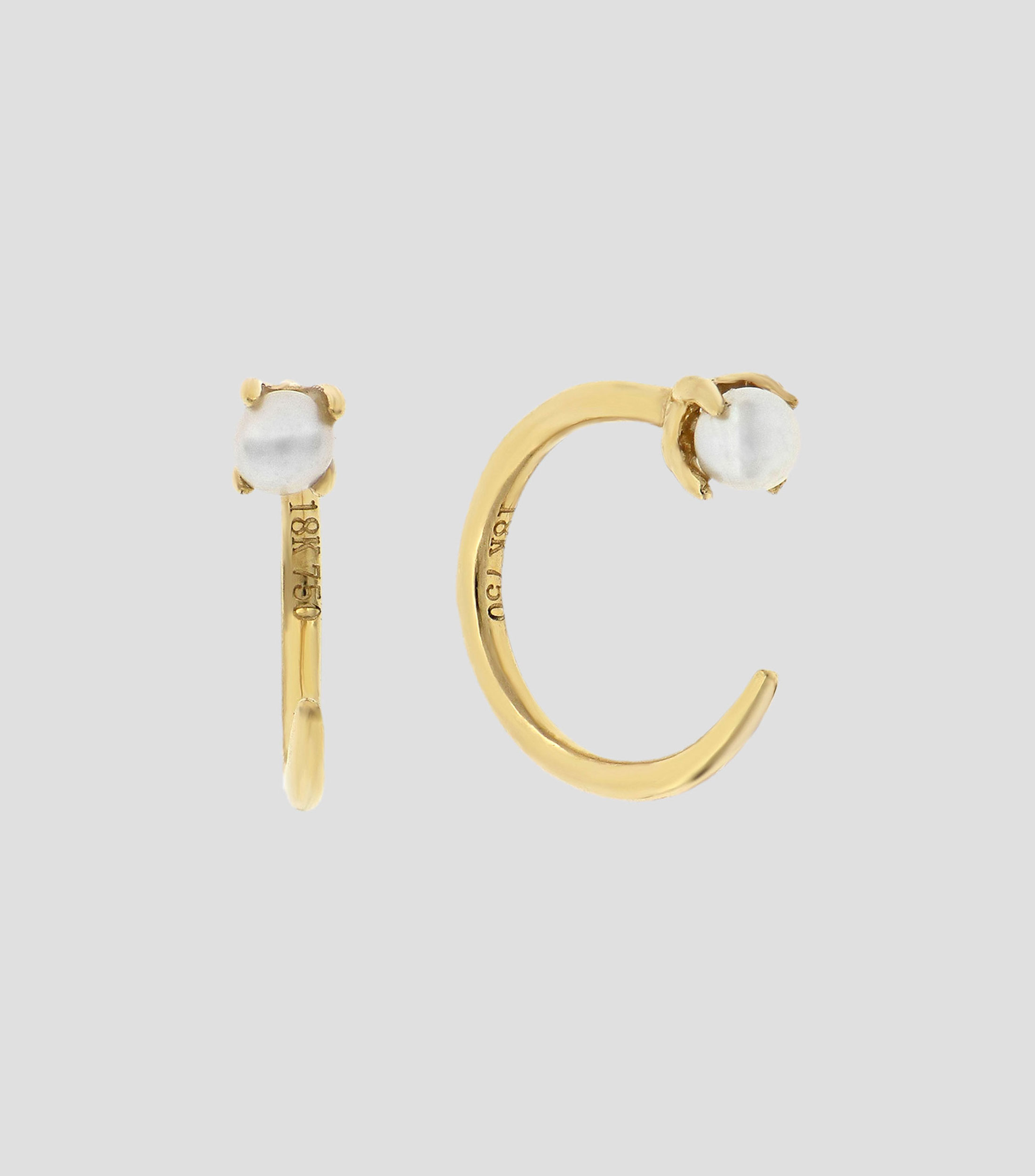 Aretes tipo broquel en oro 18 kilates con perla Mujer