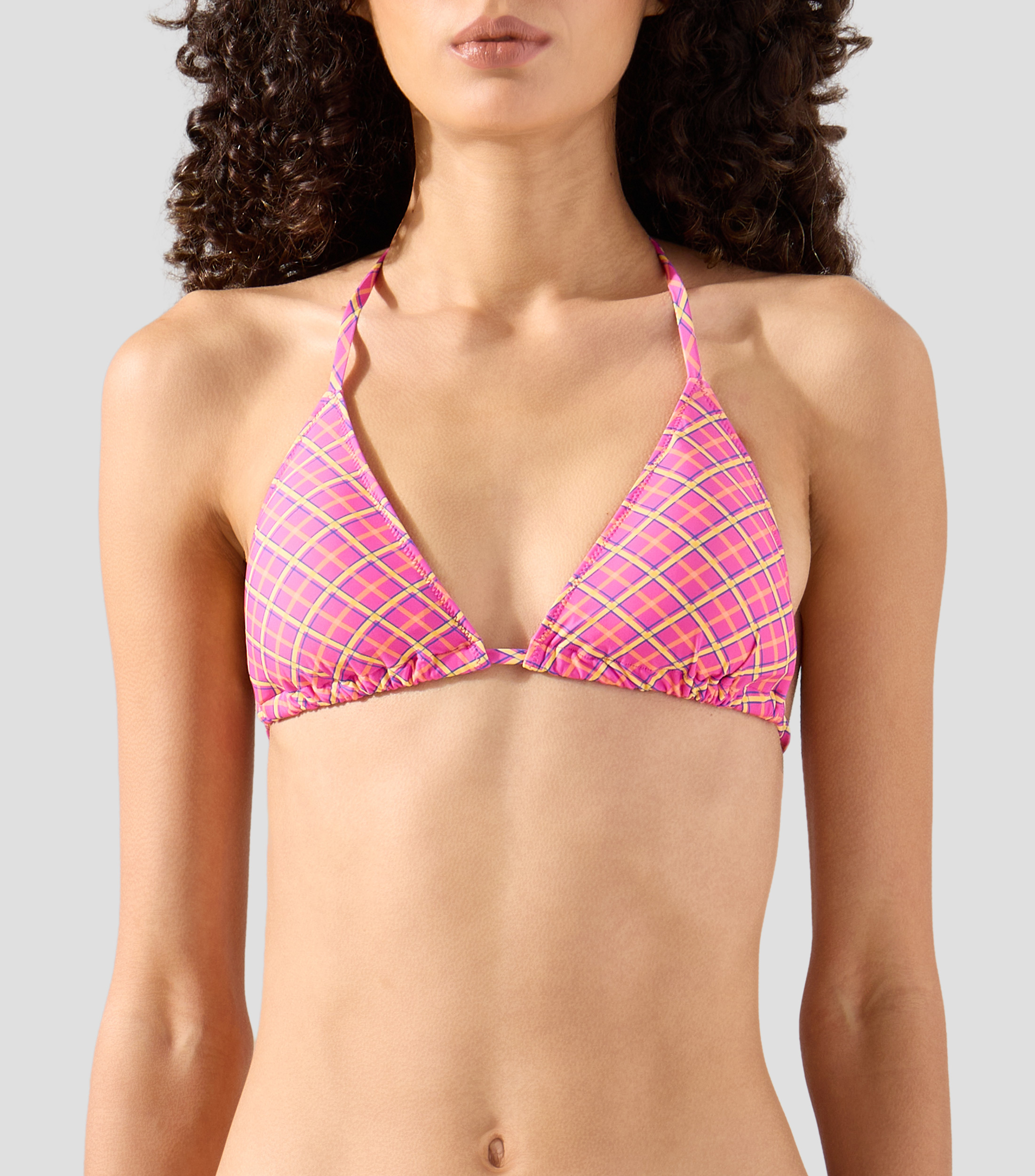 Bikini top con cuadros Mujer