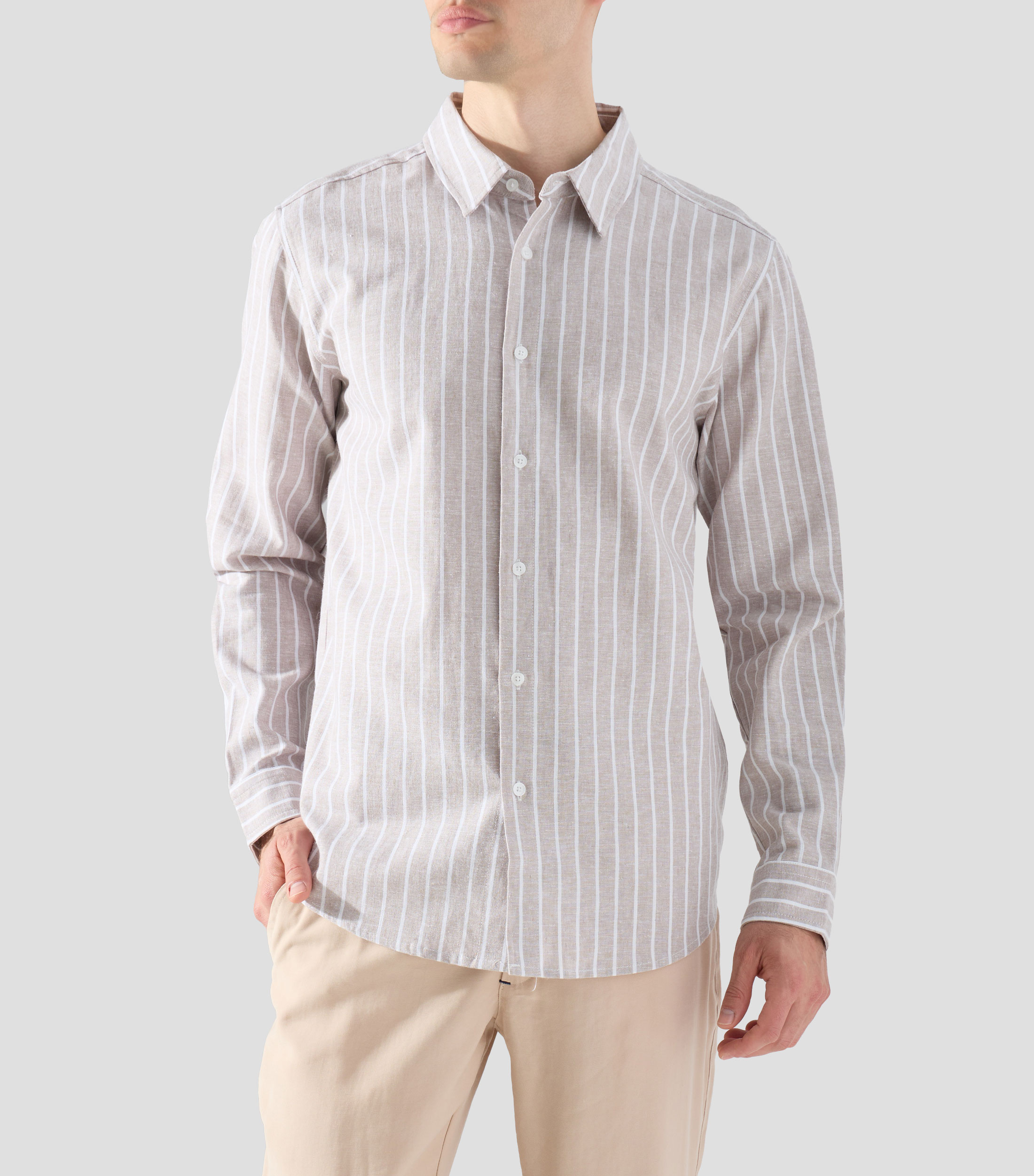 Camisa de rayas con manga larga Hombre