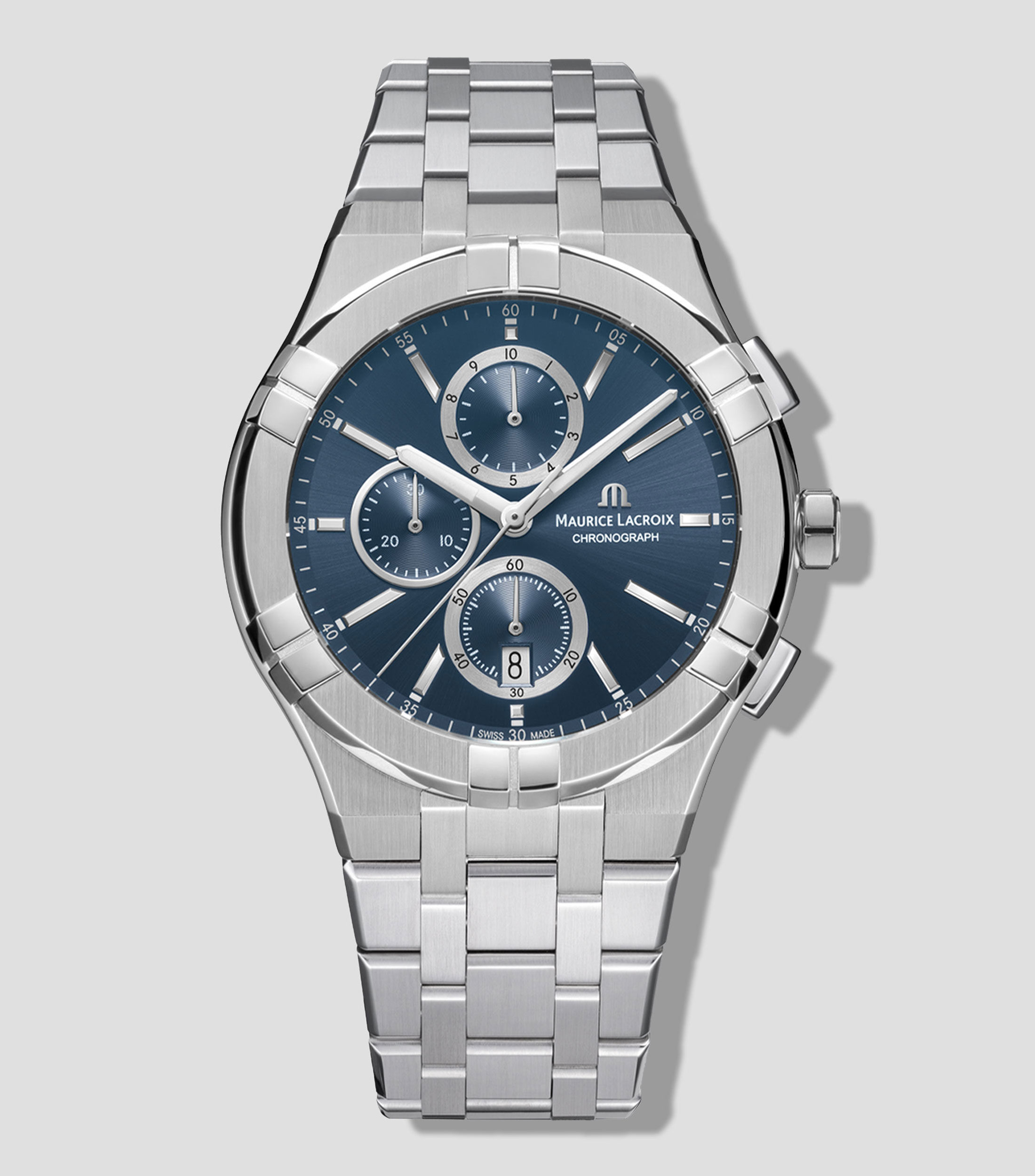 Reloj para Hombre Aikon Quartz Chronograph Casual, Plateado, Azul