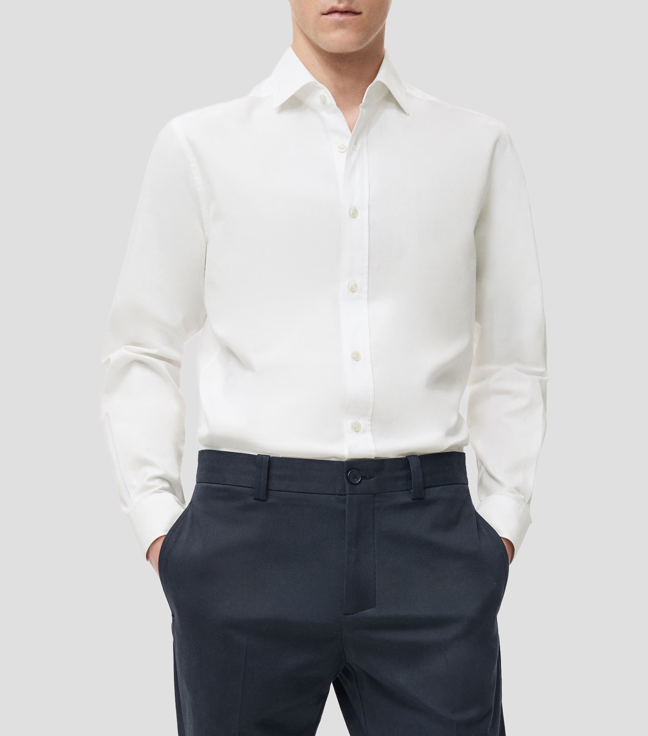 Camisa lisa de manga larga Hombre