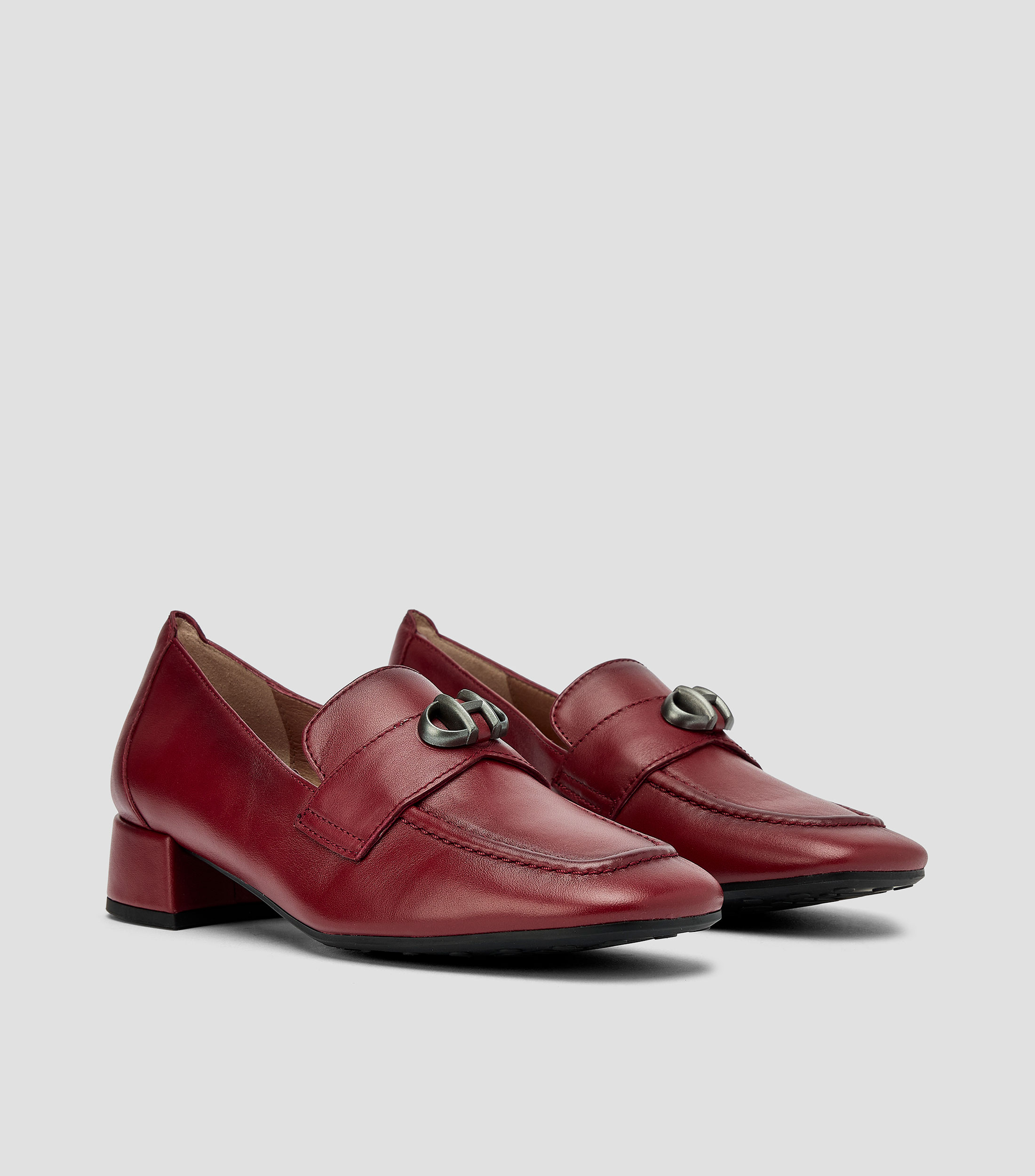 Mocasines Oporto tacón bajo ancho en piel Mujer