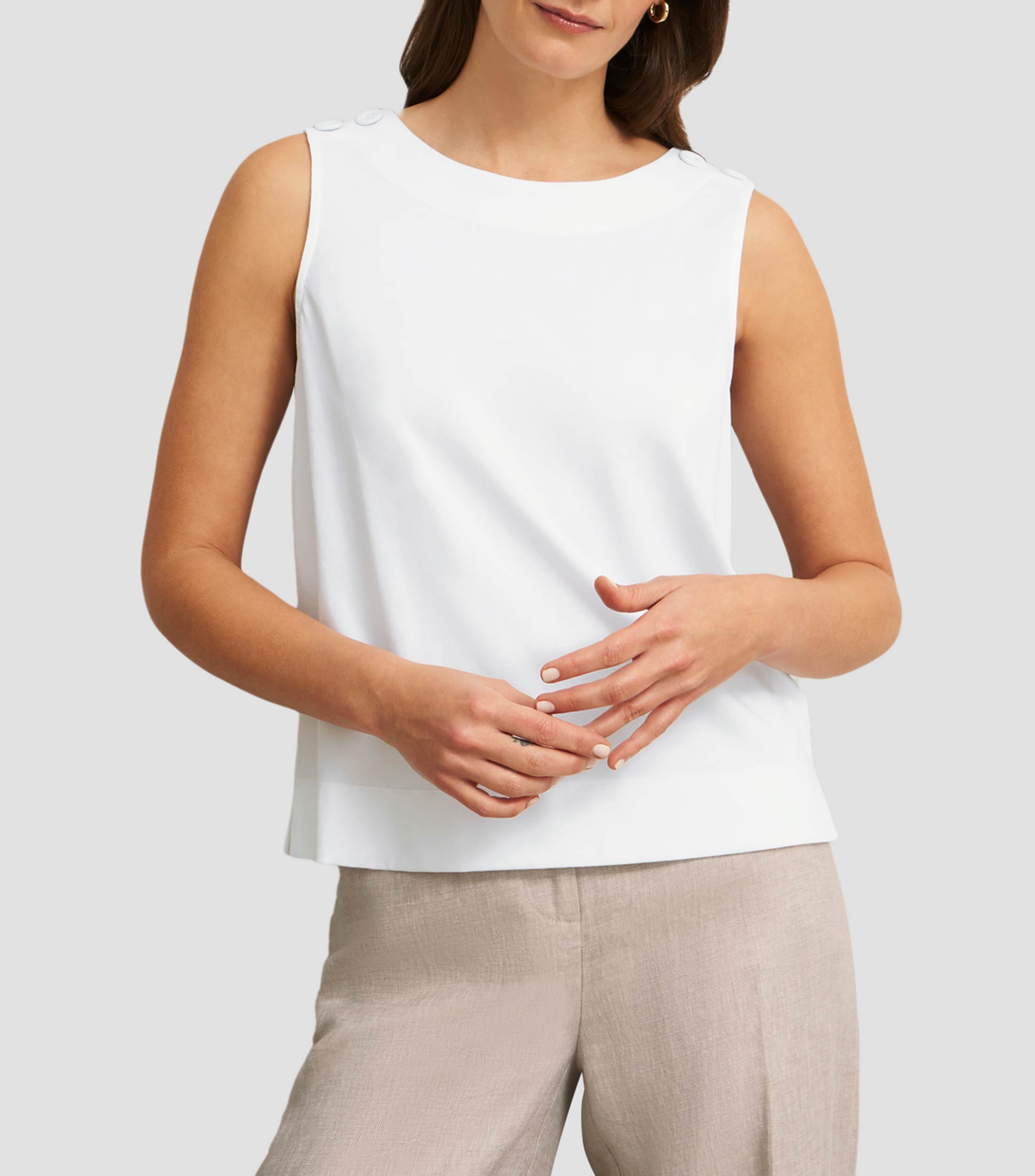Blusa lisa sin mangas Mujer