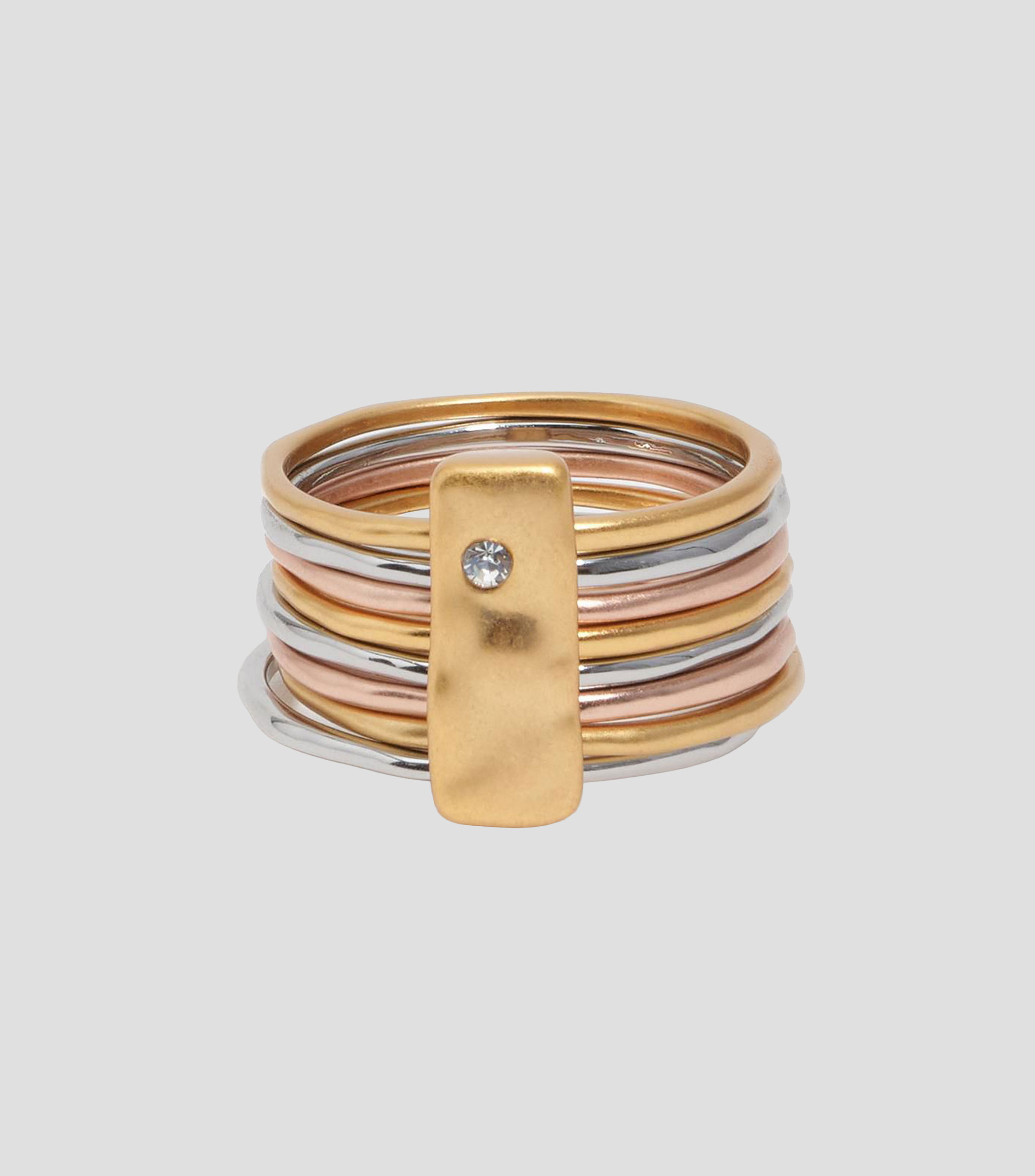 Anillo textura tricolor Mujer
