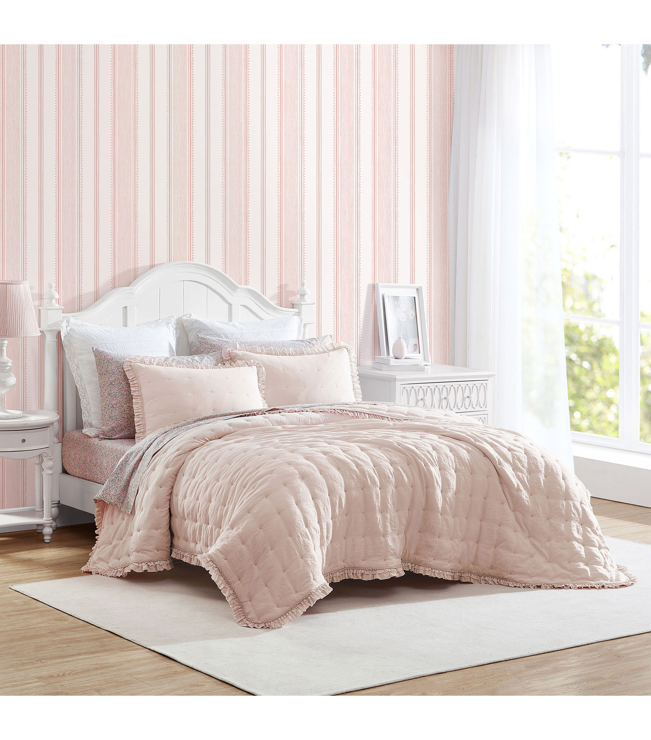 Juego de colcha King Size en Algodón Hailee Light Rosa