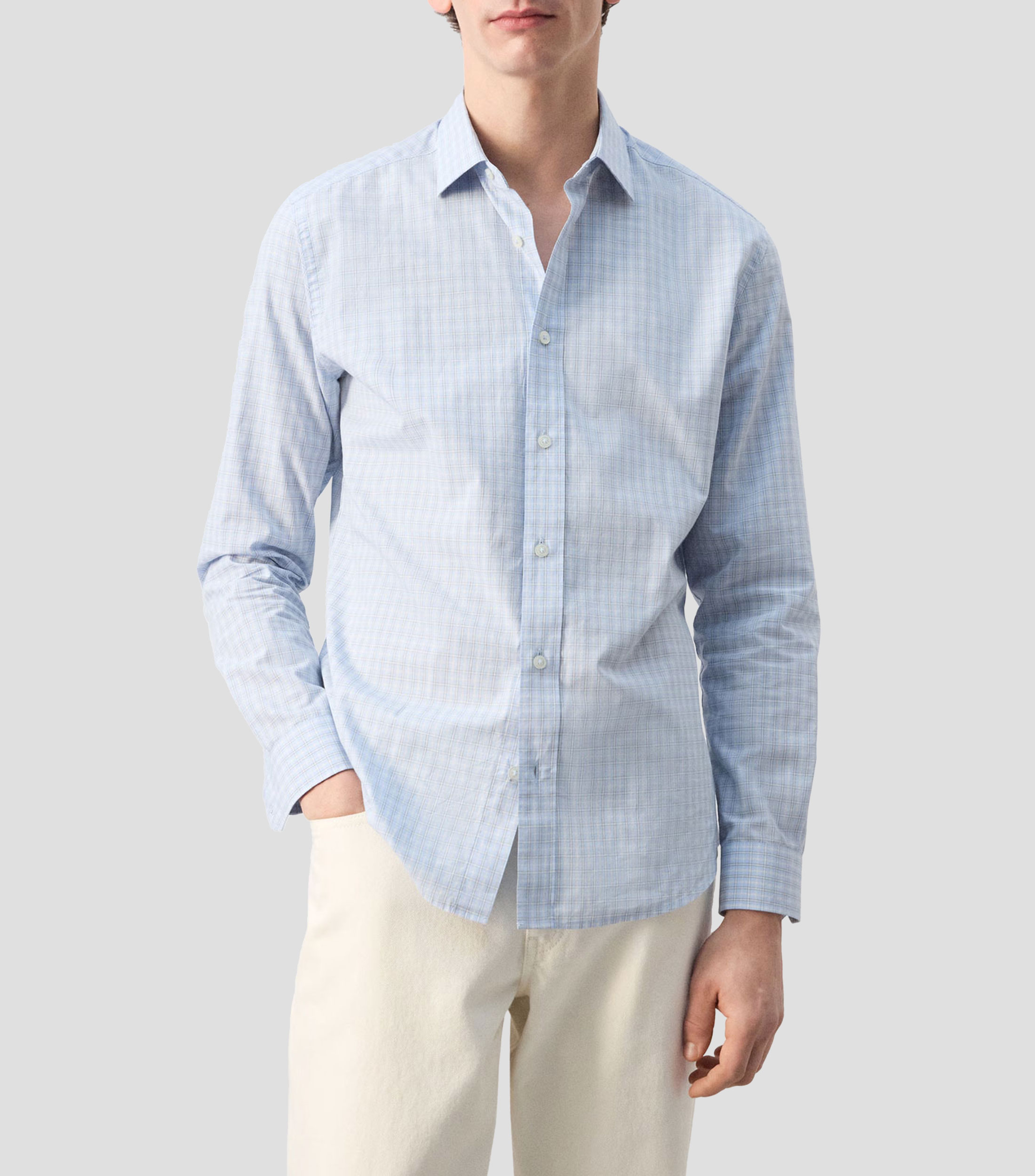 Camisa con cuadros manga larga Hombre