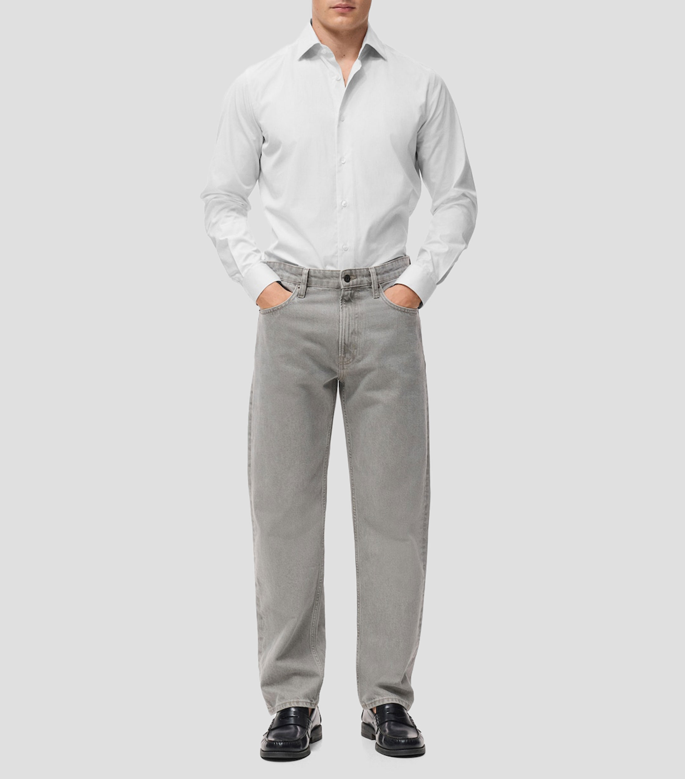 Camisa lisa manga larga Hombre