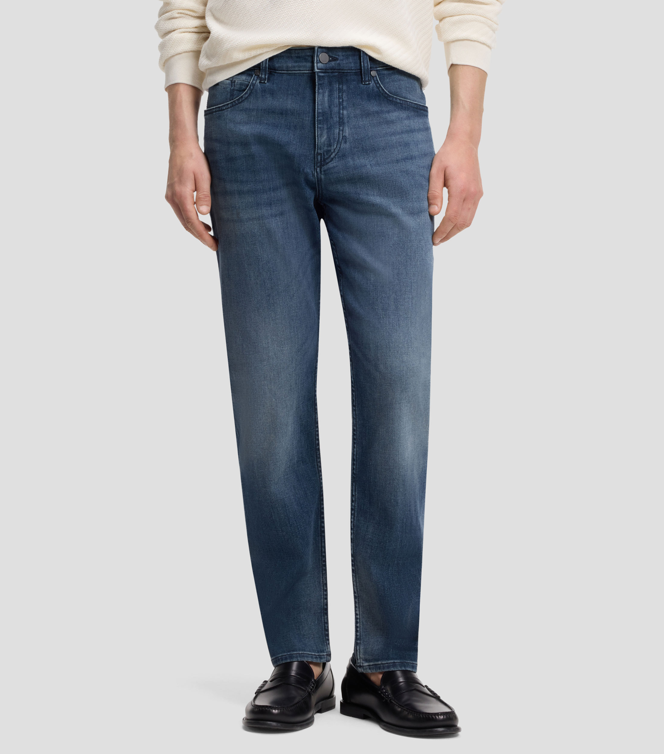 Jeans regular en tejido vaquero elástico Hombre
