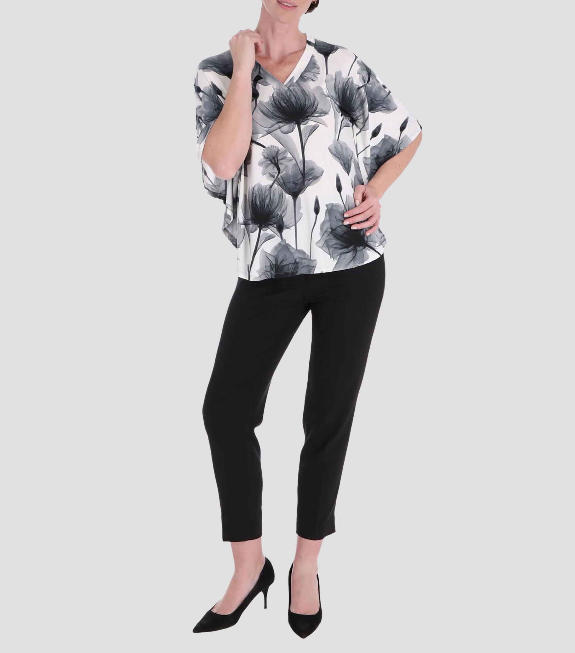 Blusa estampada manga 3/4 Mujer