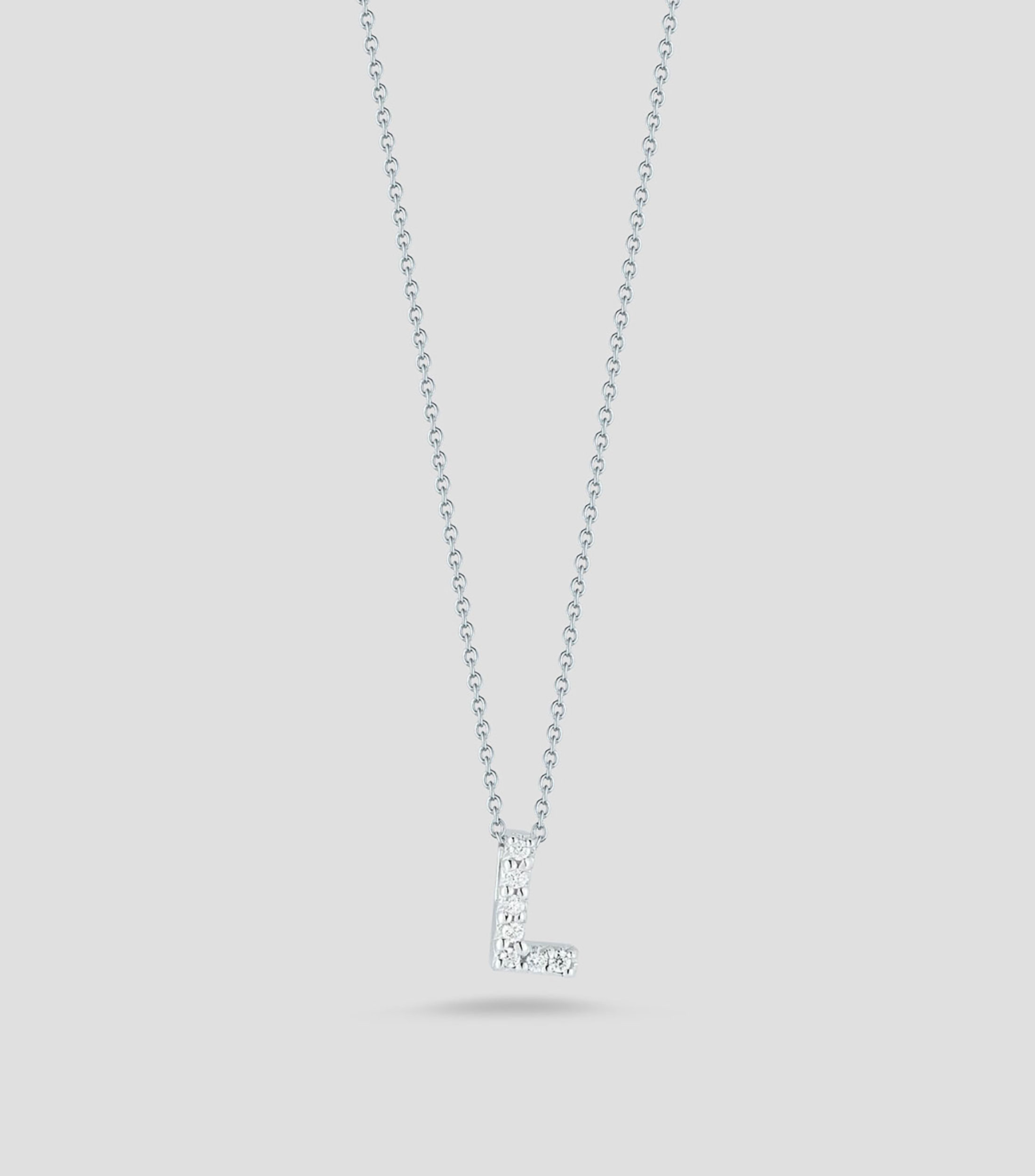 Collar letra "L" en oro blanco de 18 Kilates con diamantes Love Letter Mujer