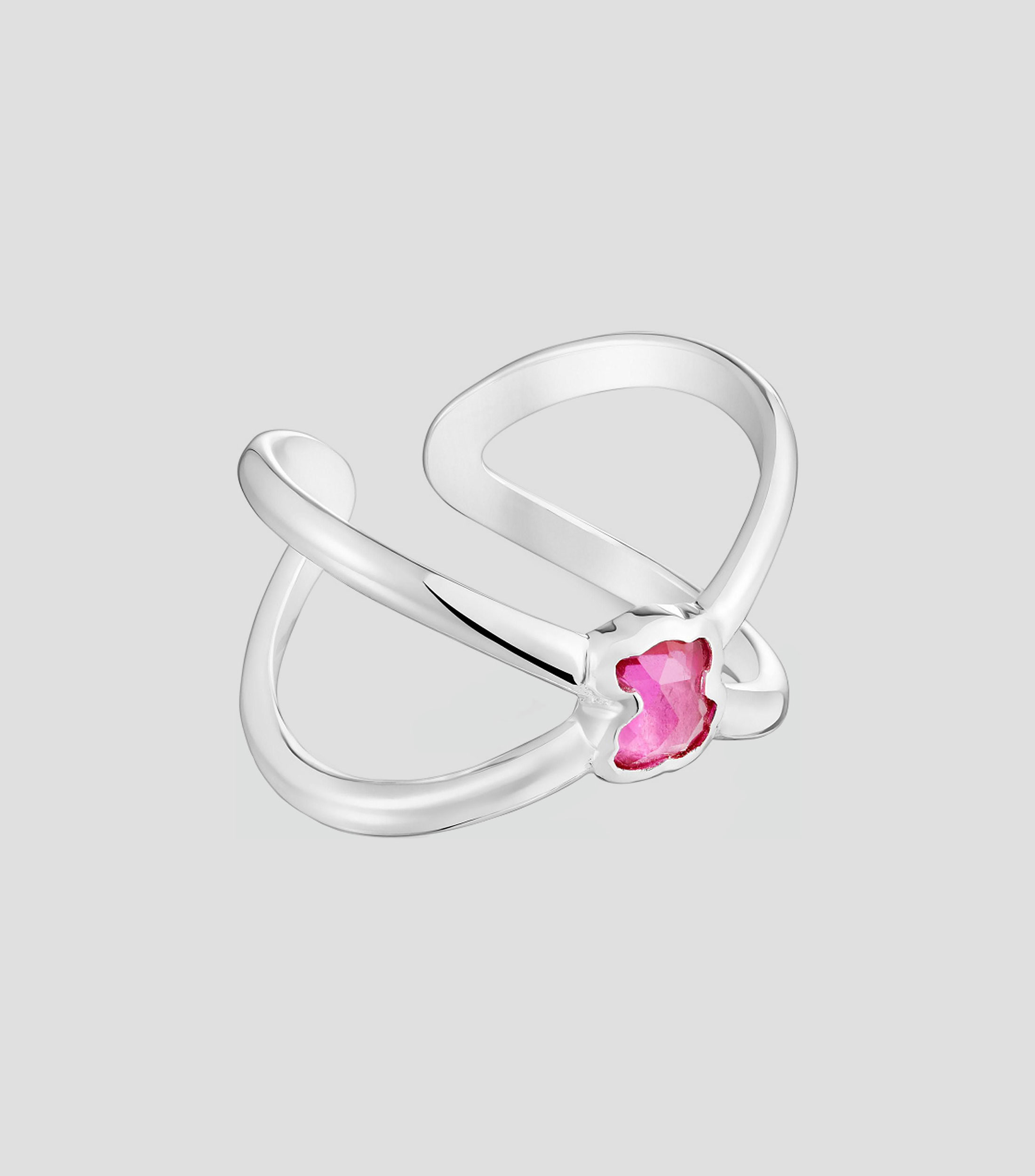 Anillo de unas en plata de primera ley con rubi Mujer