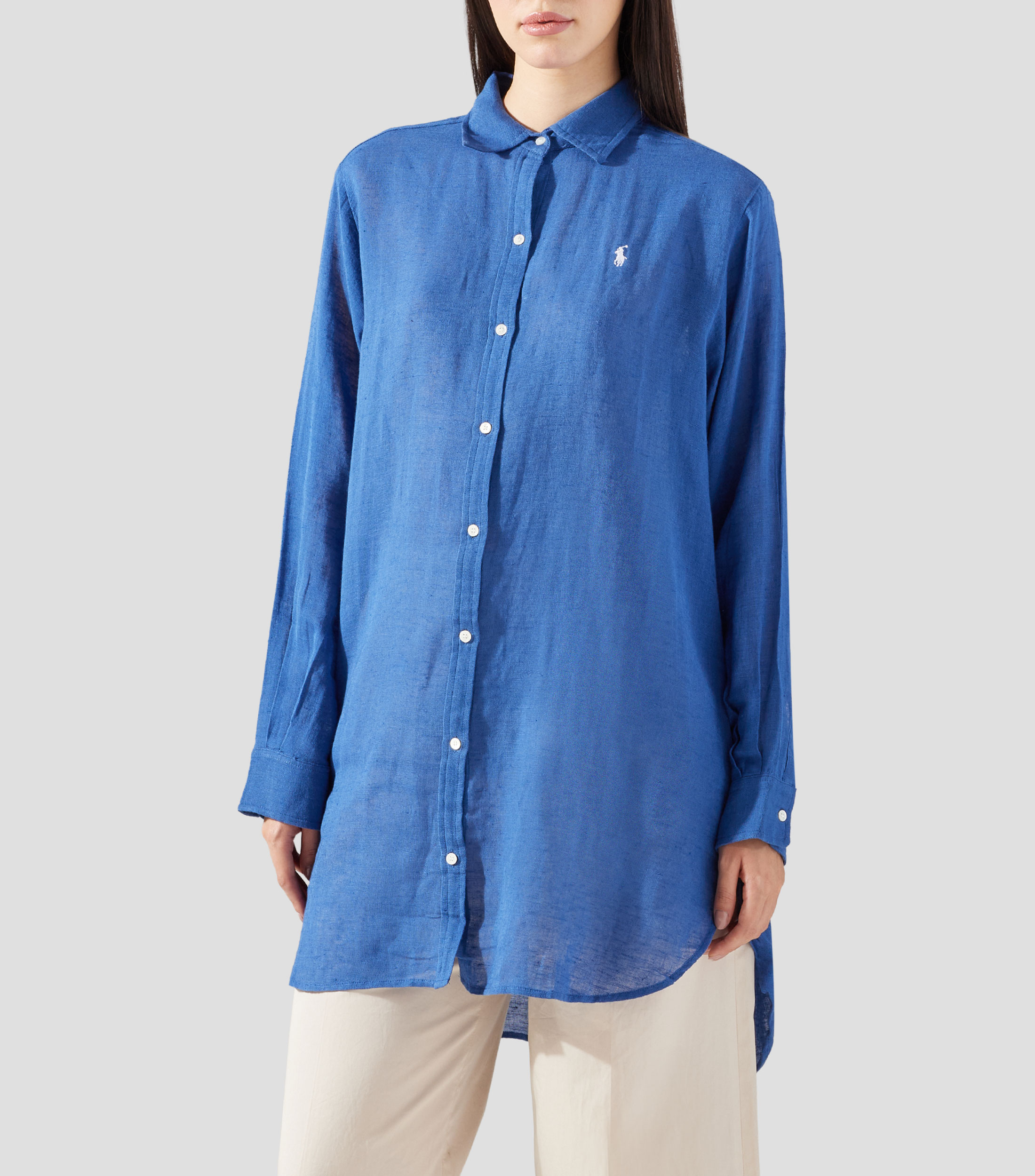 Camisa sólida manga larga Mujer