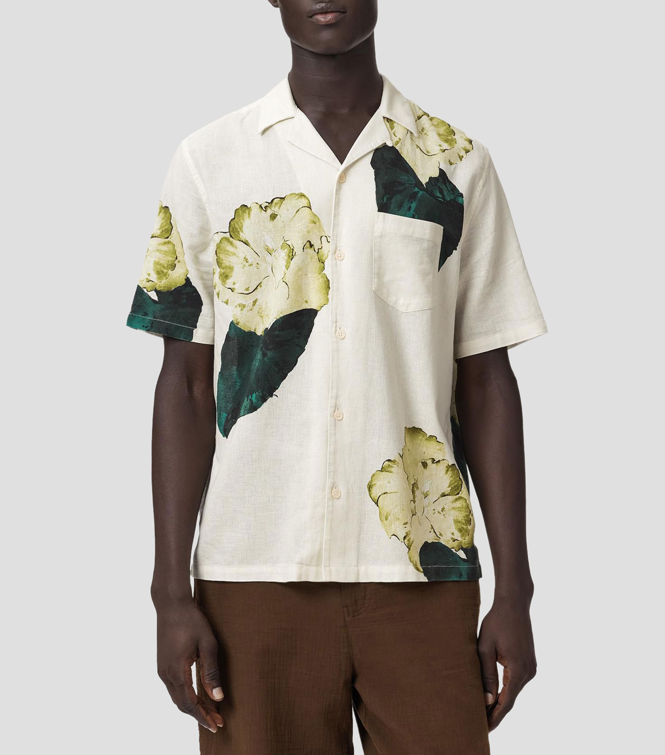 Camisa estampada con manga corta Hombre