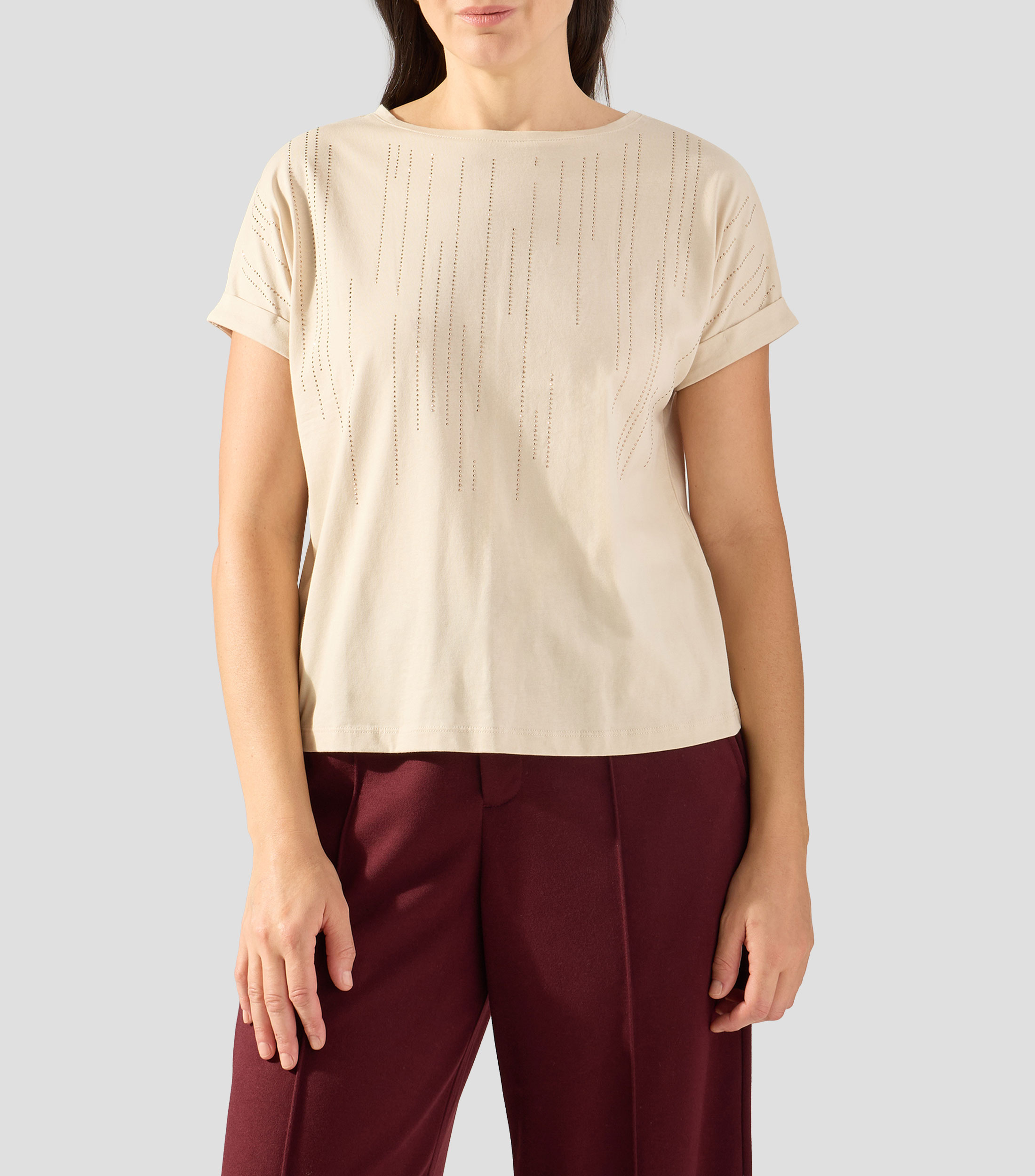 Playera cuello redondo manga corta sólido Mujer
