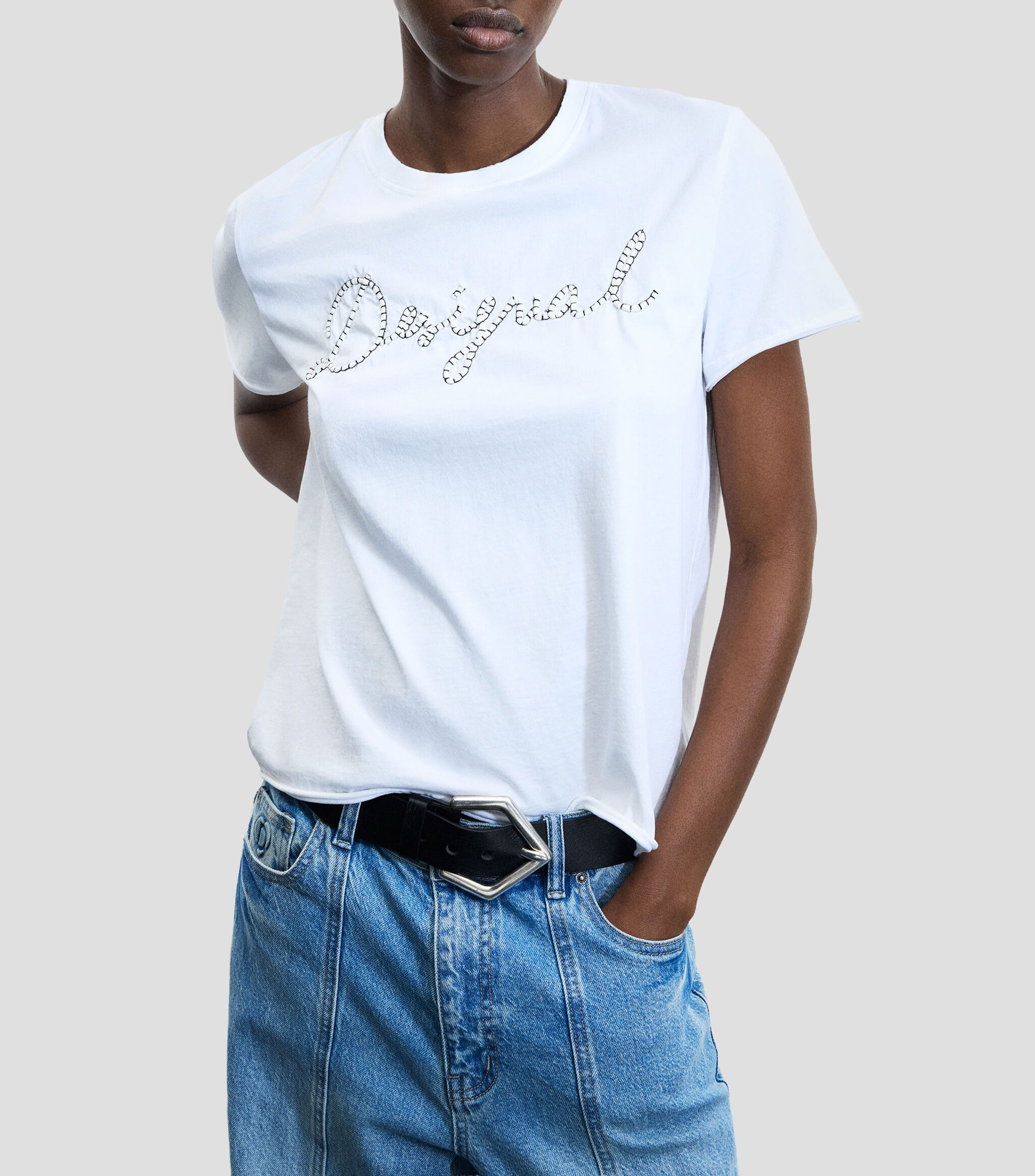Playera cuello redondo manga corta liso Mujer