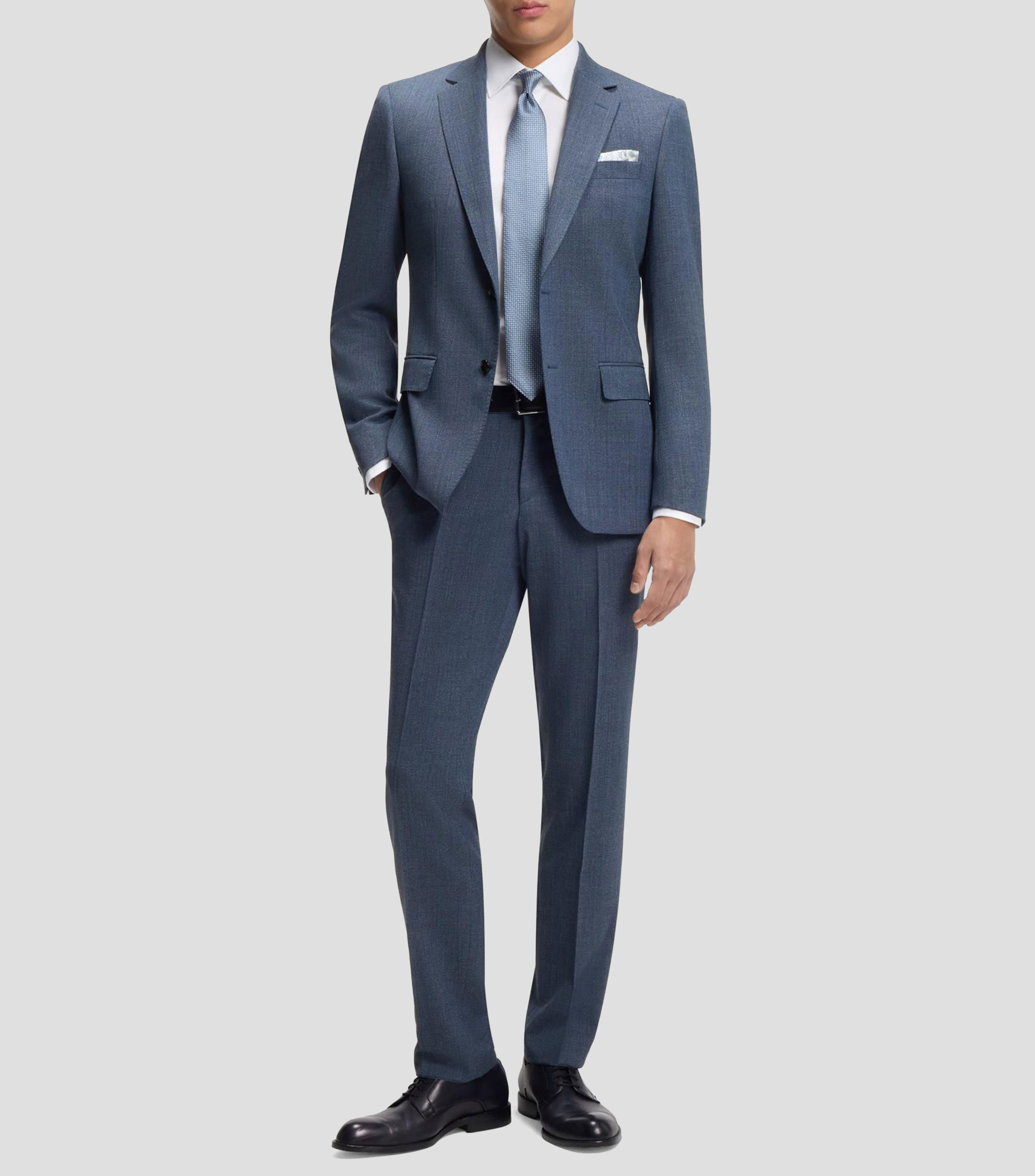 Blazer slim de lana elástica estampada Hombre