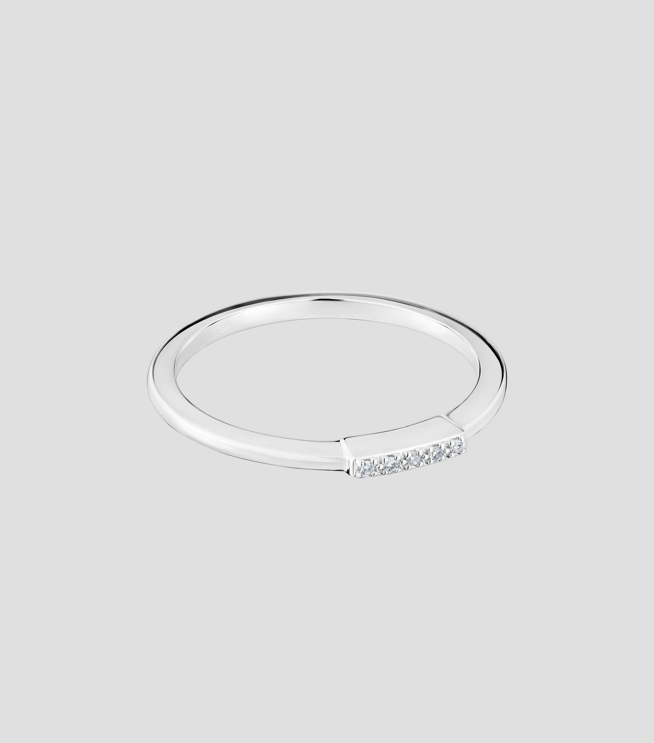 Anillo en oro blanco 18 Kilates Grain tira con diamantes Mujer