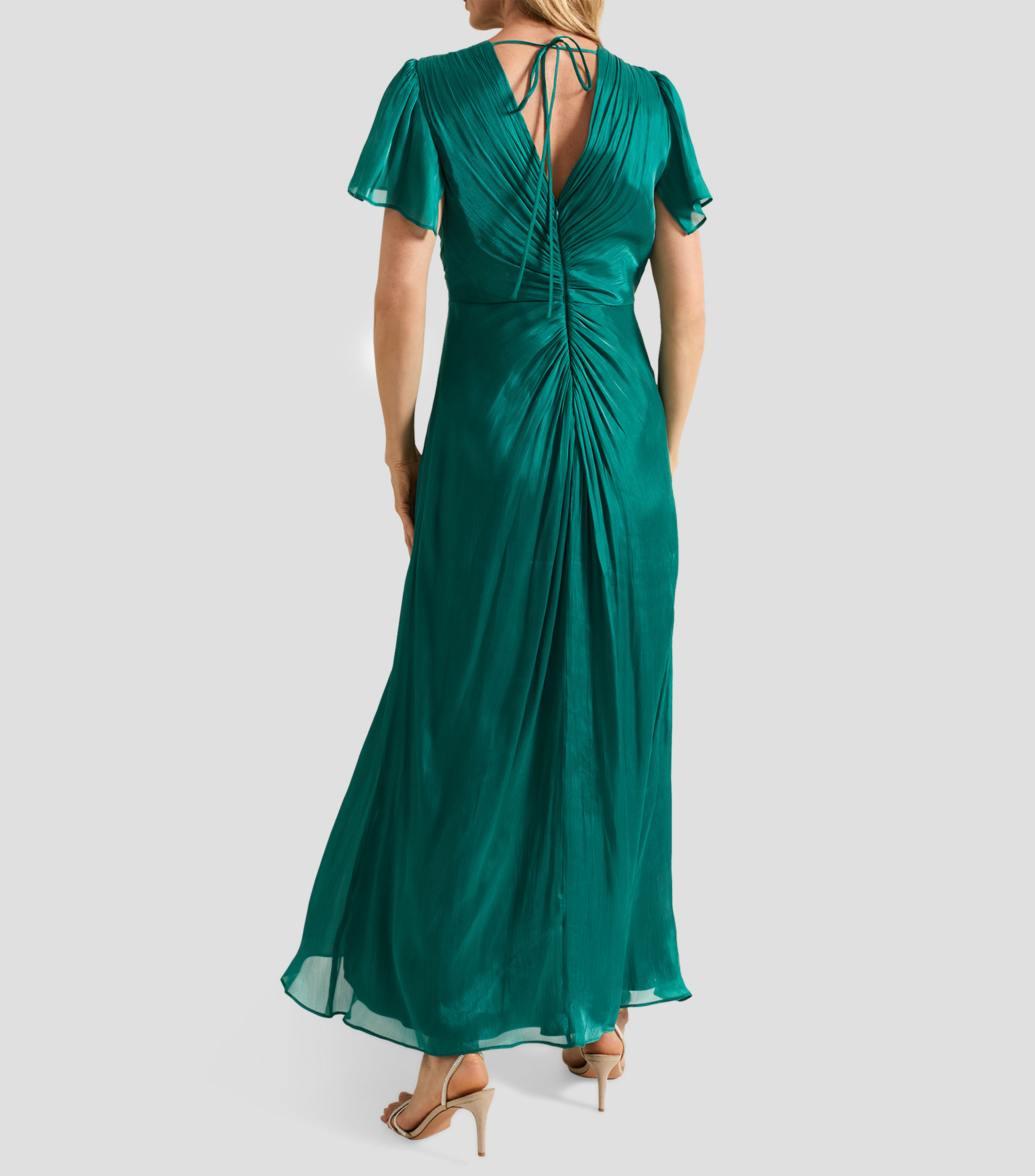 Vestido largo manga corta liso Mujer