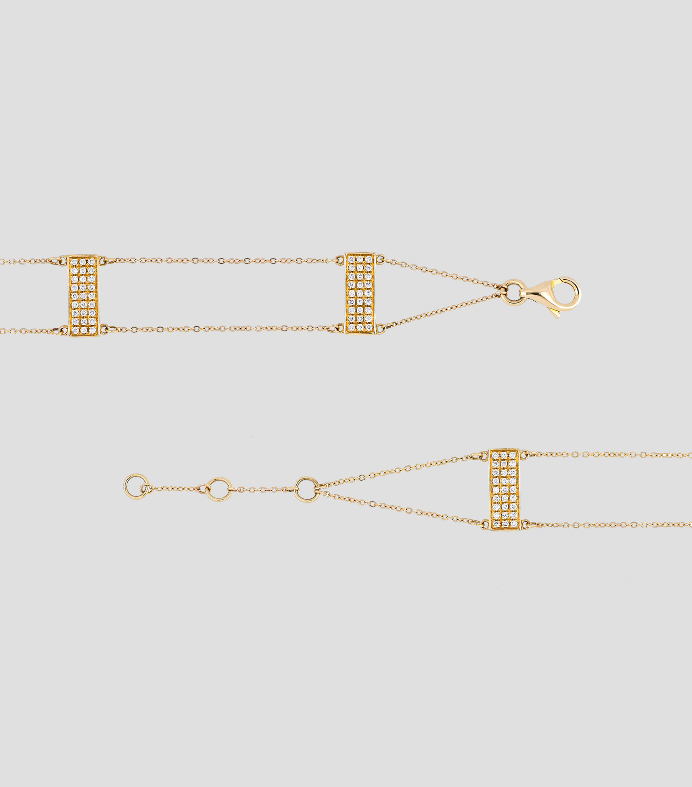 Pulsera en oro amarillo 14 Kts con diamantes Mujer
