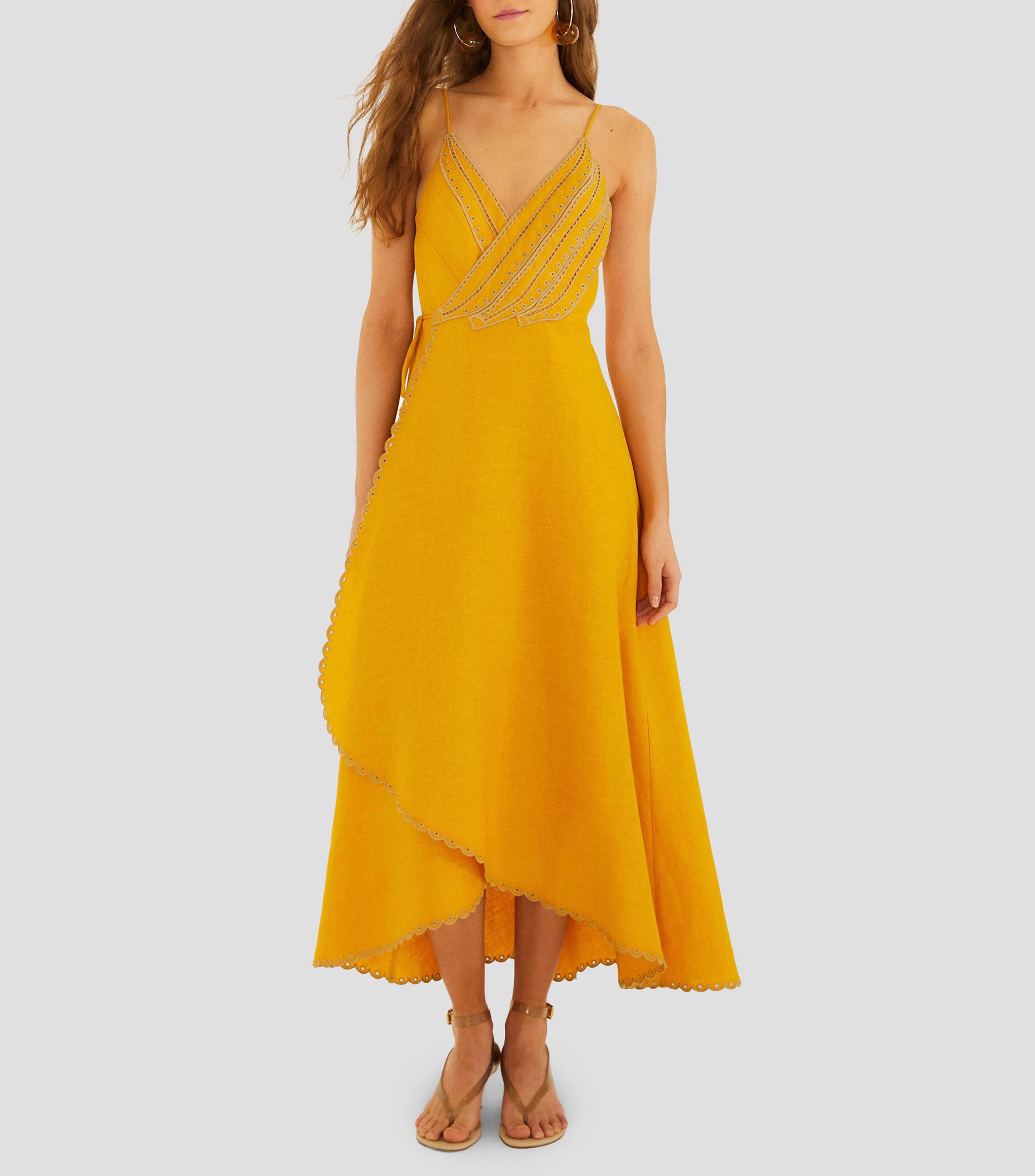 Vestido de fiesta largo sin mangas y diseño sólido Yellow Bananas Mujer