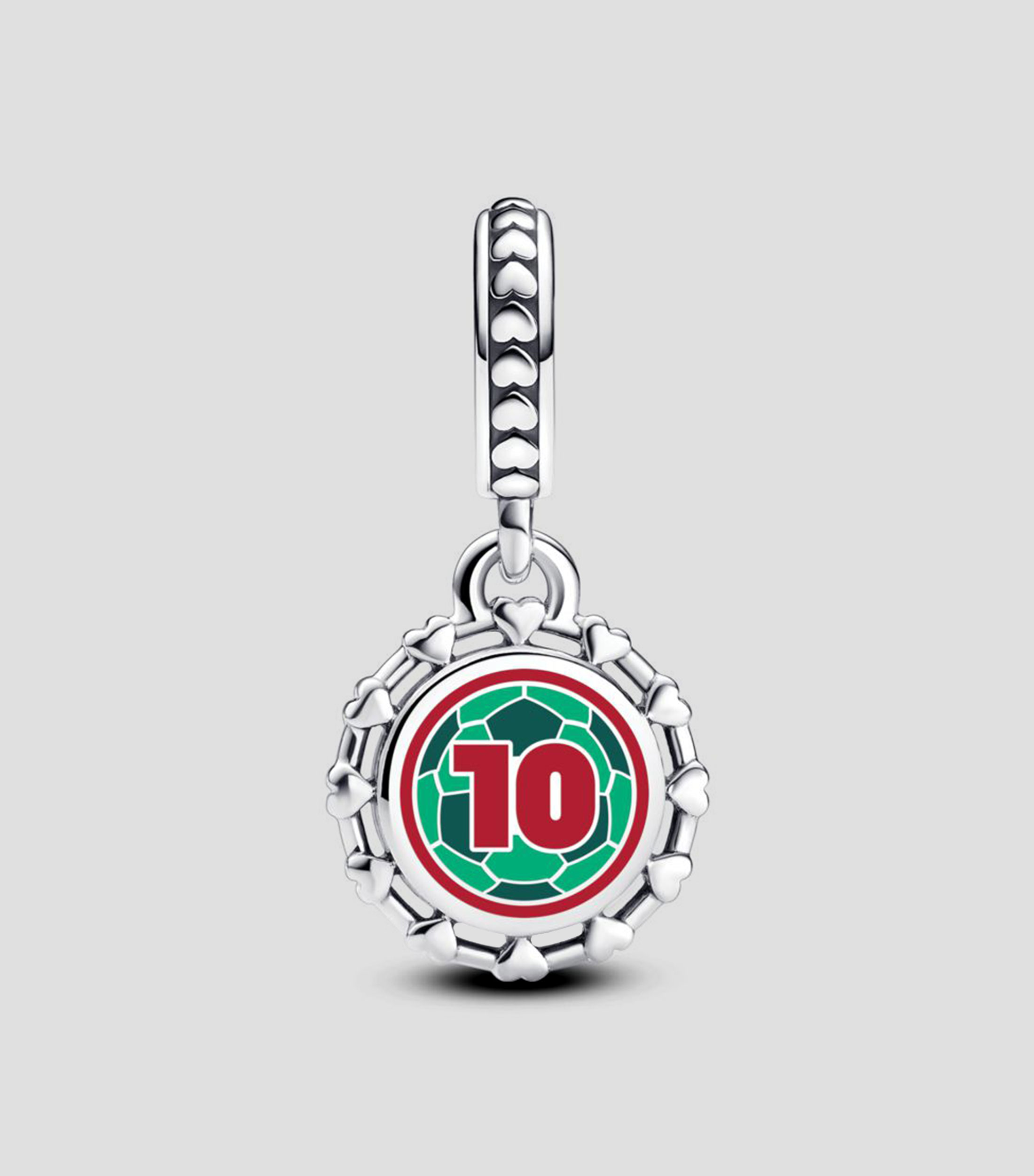 Charm en Plata Balón de Fútbol México Corazones 2026 Unisex