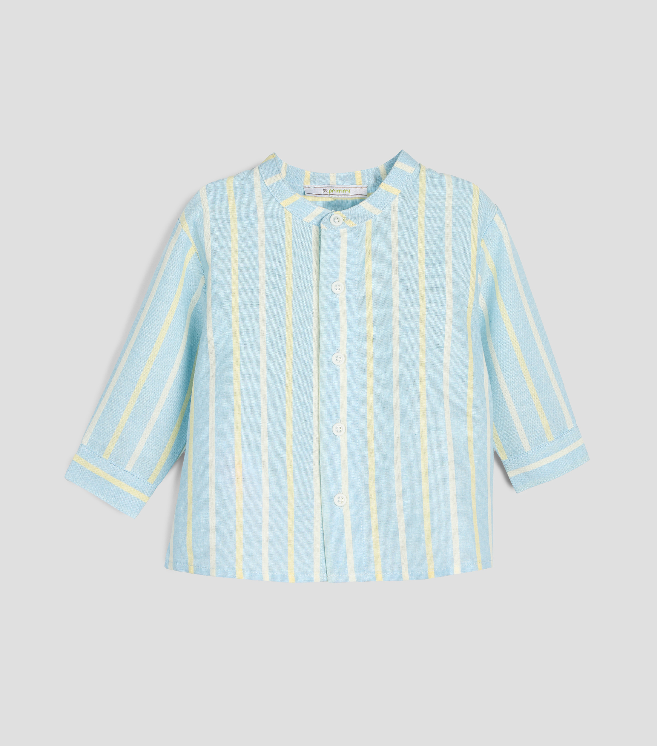 Camisa rayas de cuello mao manga larga Bebé